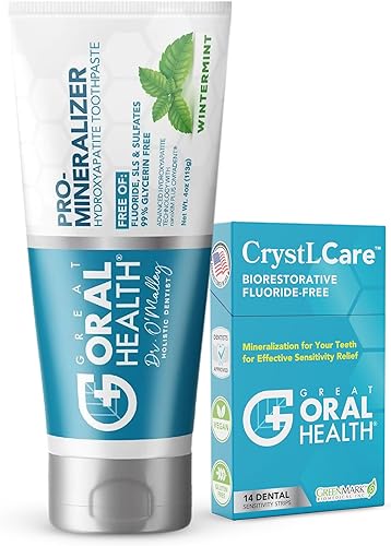 Paquete de tratamiento de sensibilidad dental pasta de dientes remineralizante nano hidroxiapatita sin flúor y CrystLCare Biorreparative Dientes