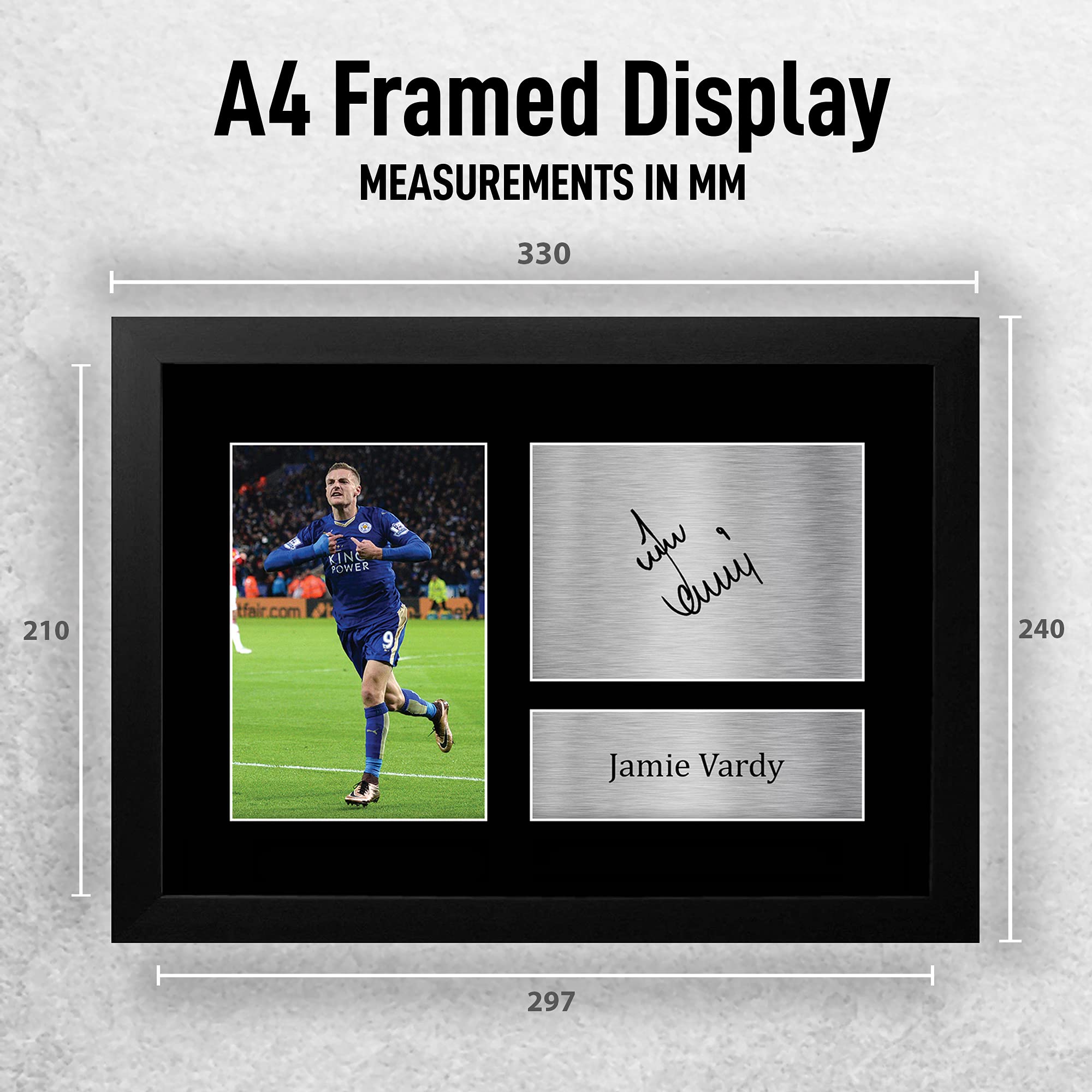 HWC Trading FR A4 Jamie Vardy Leicester City Gifts - Immagine autografata stampata per tifosi e tifosi di calcio - Cornice A4
