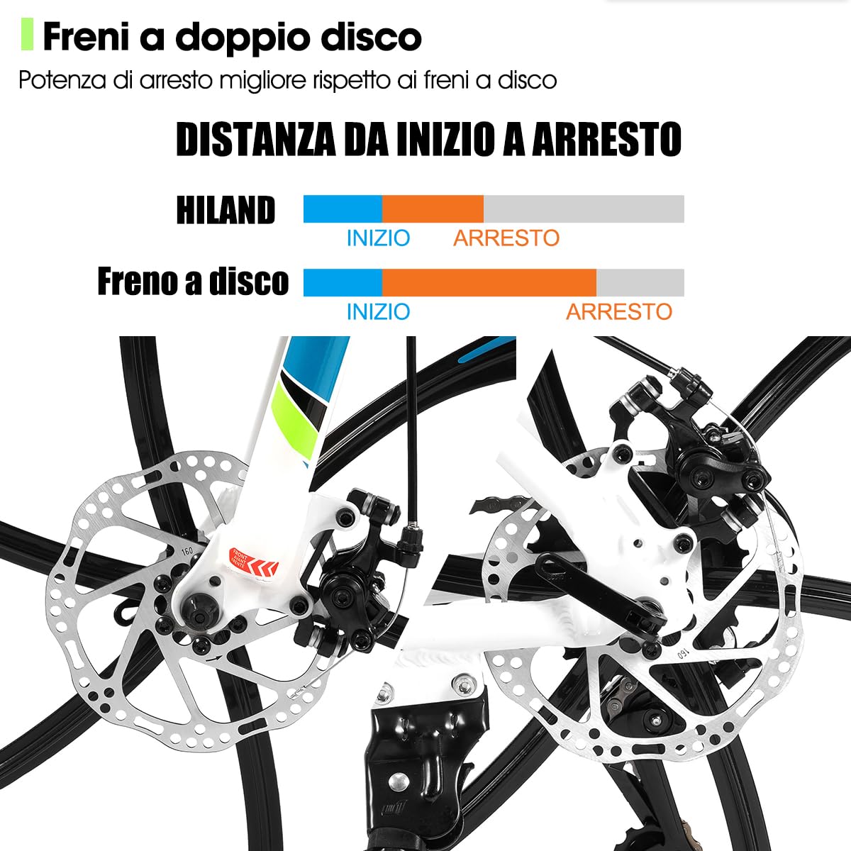 Hiland Mountain bike per adulti da 26 pollici, freni a disco anteriori e posteriori, 3/6 raggi, 18 velocità, unisex, forcella ammortizzata, telaio in alluminio leggero