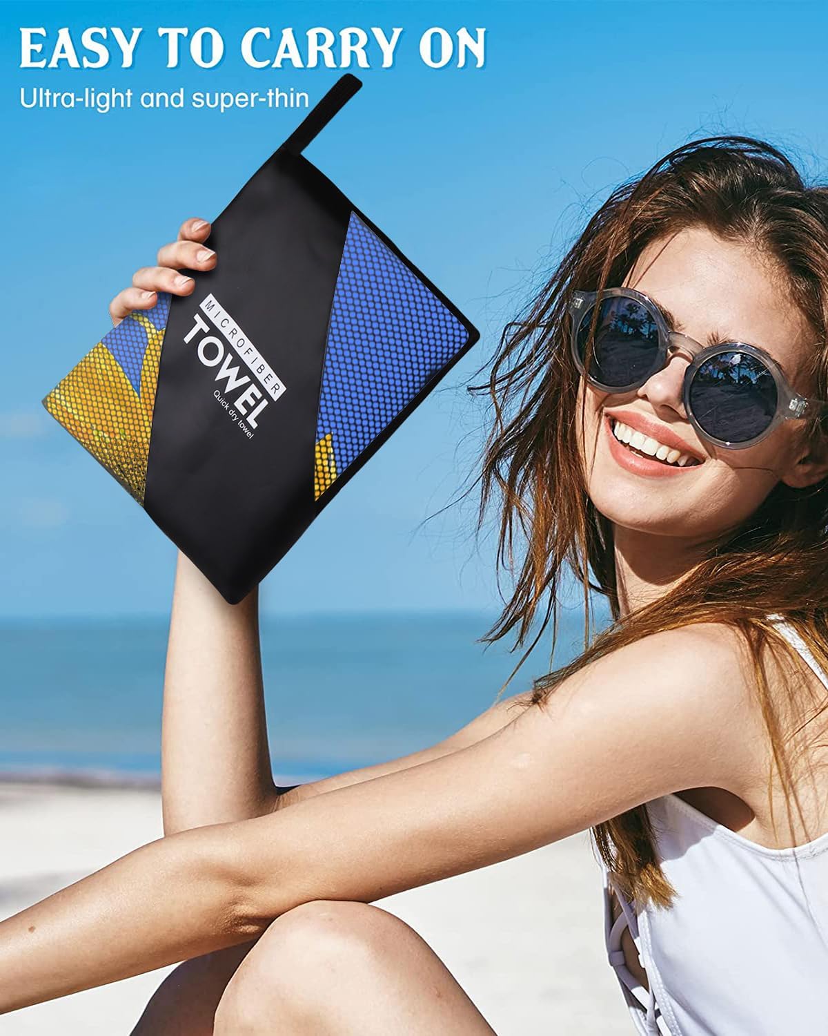 Sunflower Beach Towel Oversized 36"x72" Quick Dry Thin Lightweight Bath Towel for Pool Travel Yoga