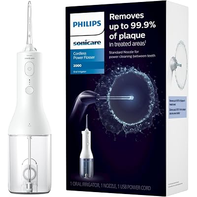 Philips Sonicare Water Flosser Cordless – Rechargeable Power Dental Waterflosser for Teeth, Portable Oral Irrigator with 3 Intensity Settings, 360° Rotating Nozzle – (White)