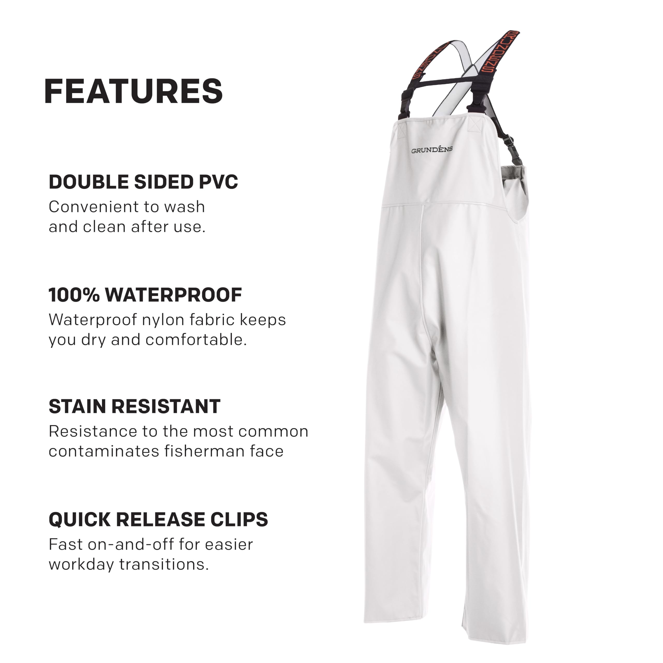 Grundens Shoreman - Pantalones con peto para hombre, resistentes a las manchas, impermeables, para procesamiento de mariscos
