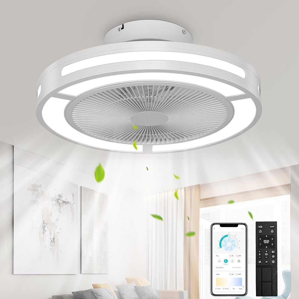 keefeeyy★ Ohniyou Ceiling Fans with Lights, 52'' Low Profile Ceiling