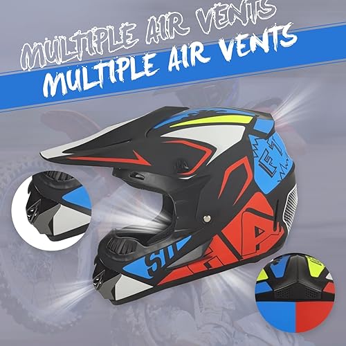 Miniatura 2 de Youth Adult Dirt Bike ATV Helmet Motocross Anti-Collision Full Face Motorcycle DOT Approved BMX Downhill Off-Road Mountain Bike Helmet with SUV