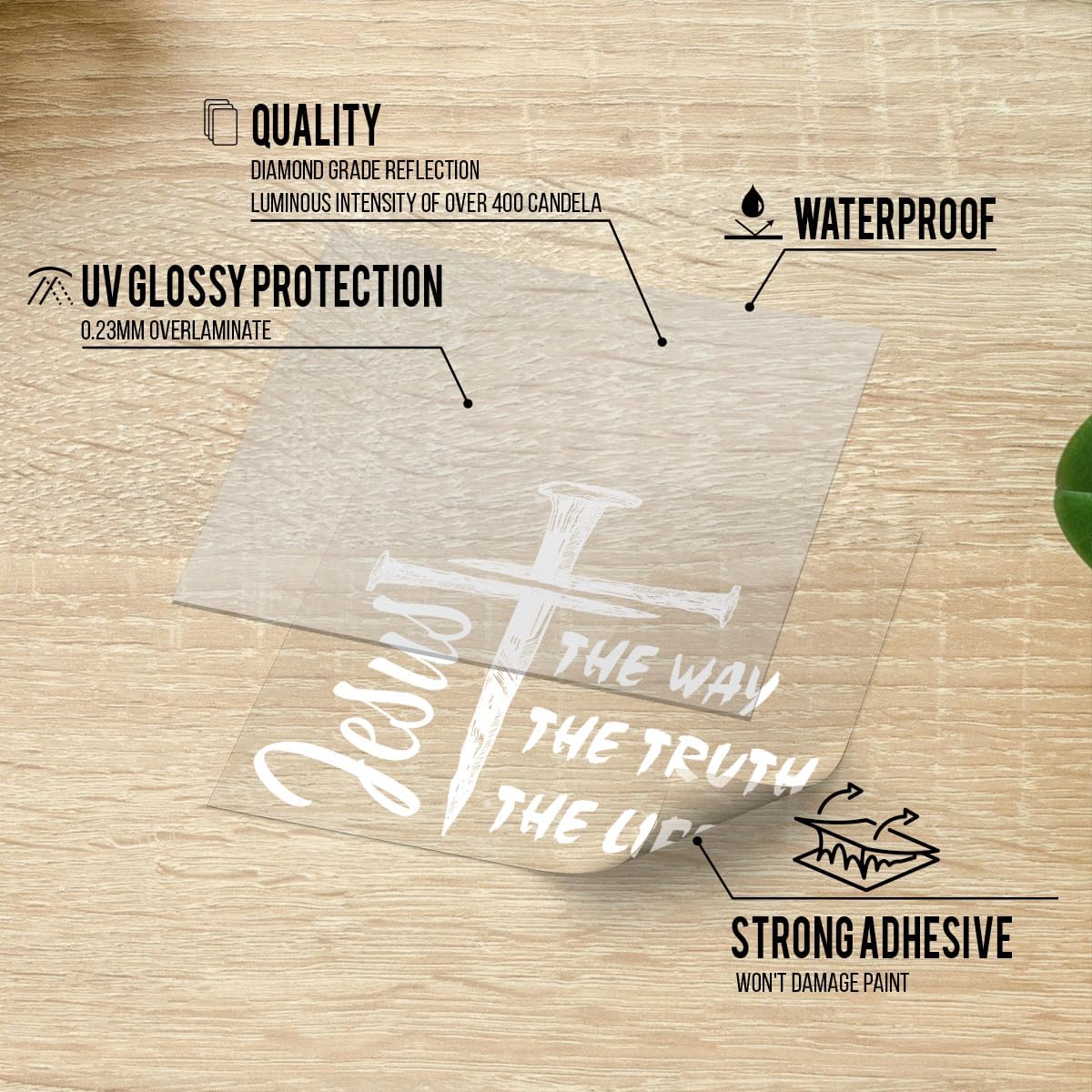 Jesus The Way The Truth The Life Christian Car Decal Sticker - Cross Sticker Jesus Decal, Christian Gift, Vinyl Car Decal for Car Truck Window Laptop Water Bottle (Large | 5.8") - Image 2