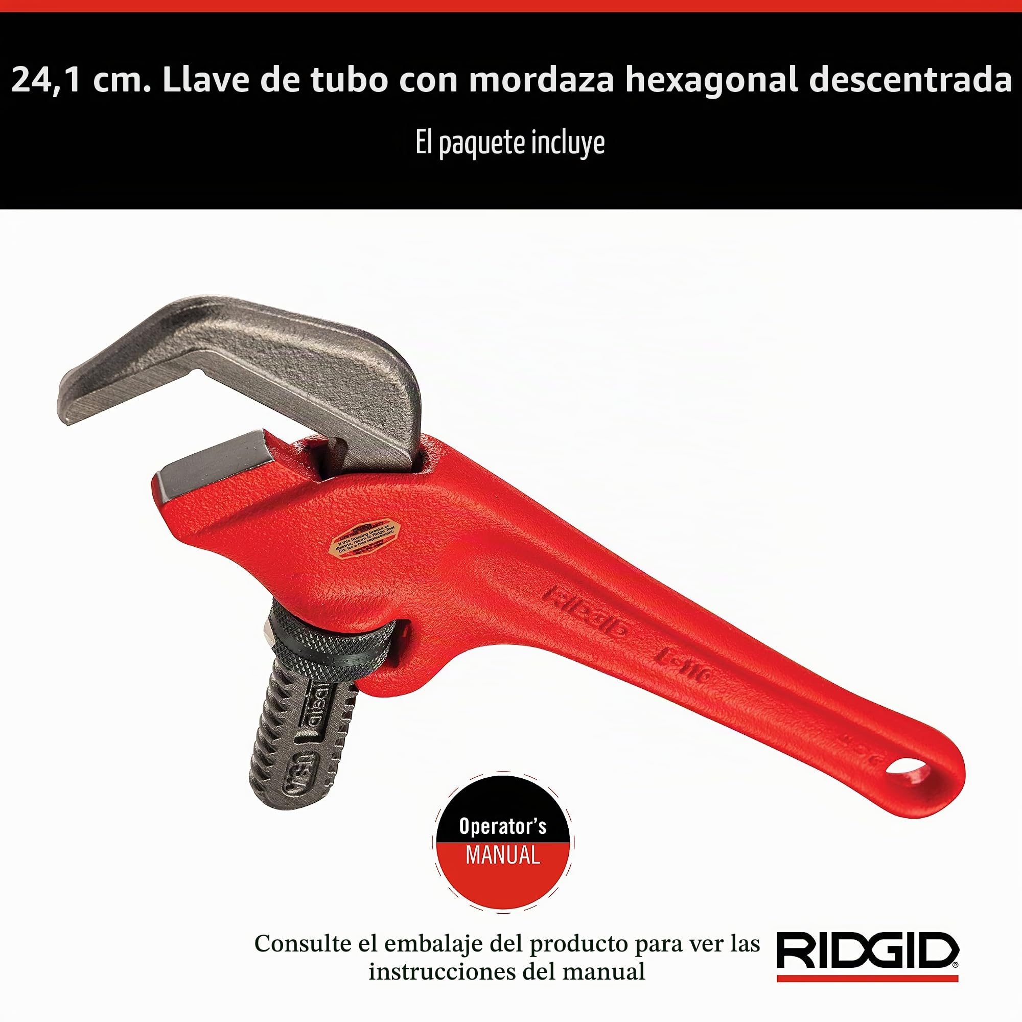 RIDGID 31305 Modelo E-110 Llave hexagonal, Llave hexagonal de ajuste transversal de 9 1/2 pulgadas