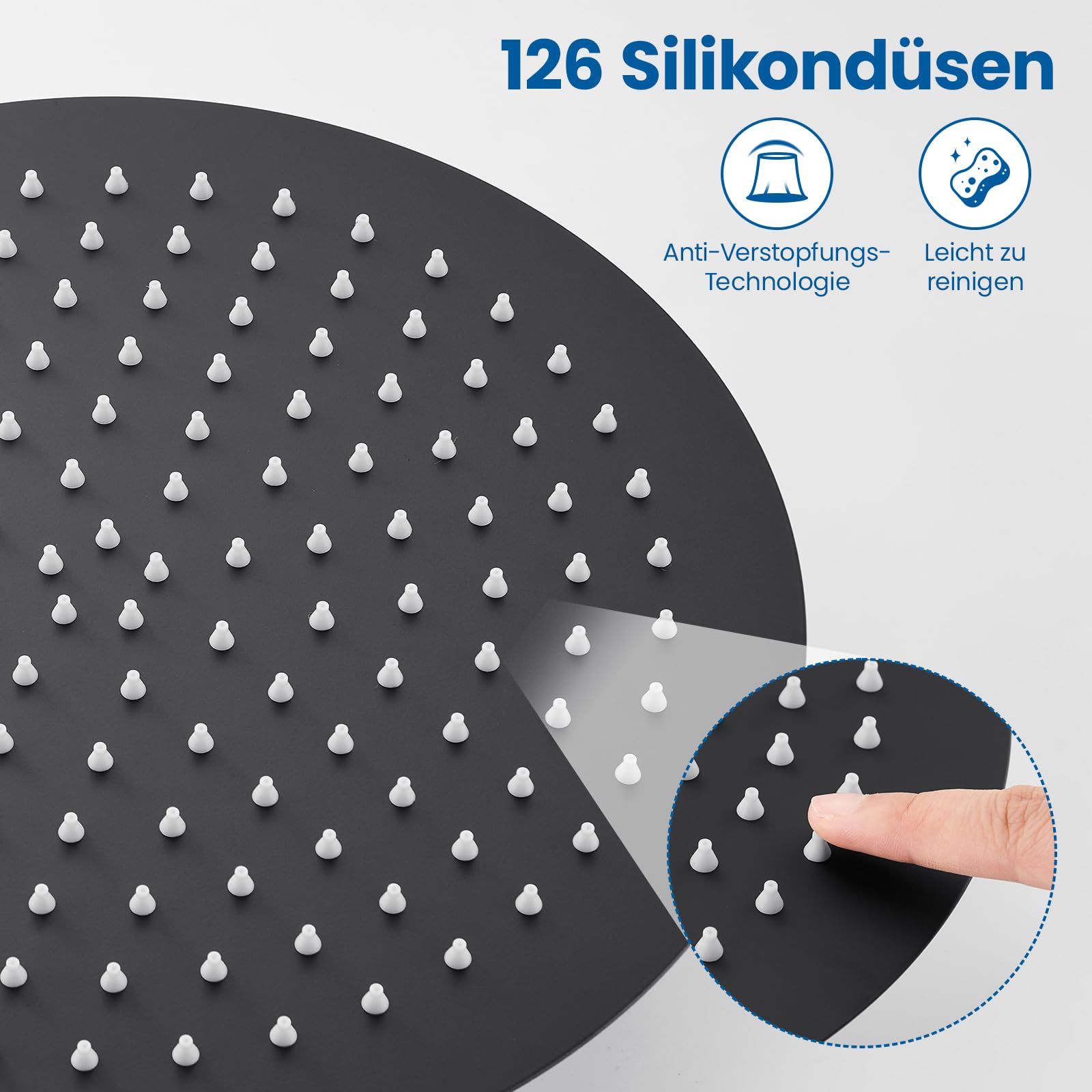 Auralum Regendusche Duschkopf 10 Zoll, Runder Regenduschkopf ⌀25 cm aus Edelstahl, 360° Verstellbare Kopfbrause Groß mit Selbstreinigenden Düsen, Schwarz