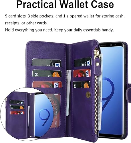 Miniatura 2 de Havaya Funda cruzada para Samsung Galaxy S9 Plus con correa para mujer con tarjetero para Galaxy S9 + Plus, con cremallera, con ranura para tarjeta