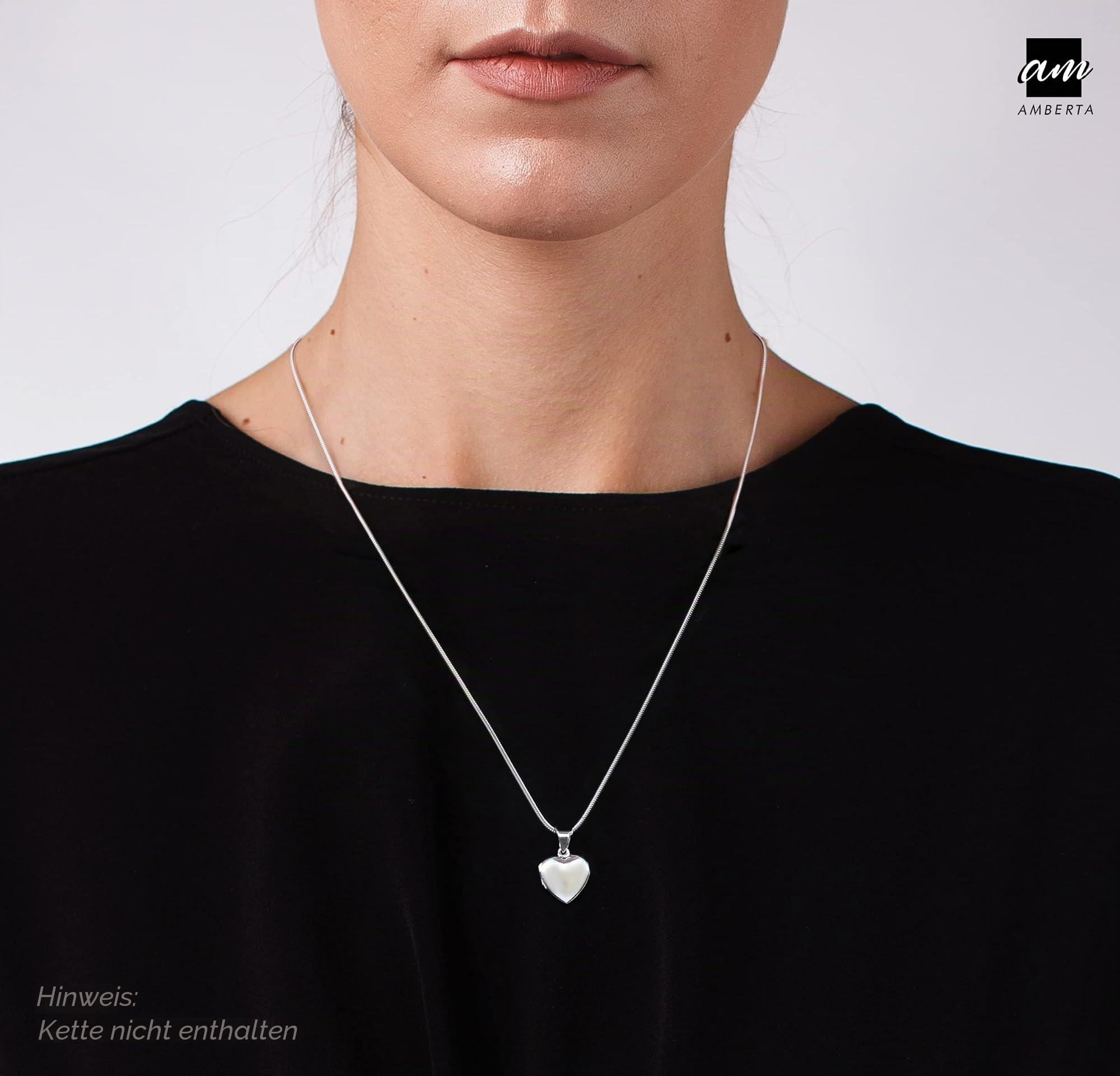 Amberta Medaillon aus 925 Sterling Silber - Anhänger in verschiedenen Formen für Damen - für Fotos und Edelsteine, Sterling-Silber