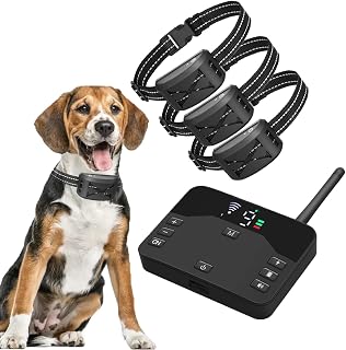 2 in 1 Wireless Dog Fence & Remote Training Collar,Portable Pet Boundary Electric Fence,Waterproof Dog Collar Receiver with Containment System,Screen Display,Range Adjustable,for All Dogs,for3dogs