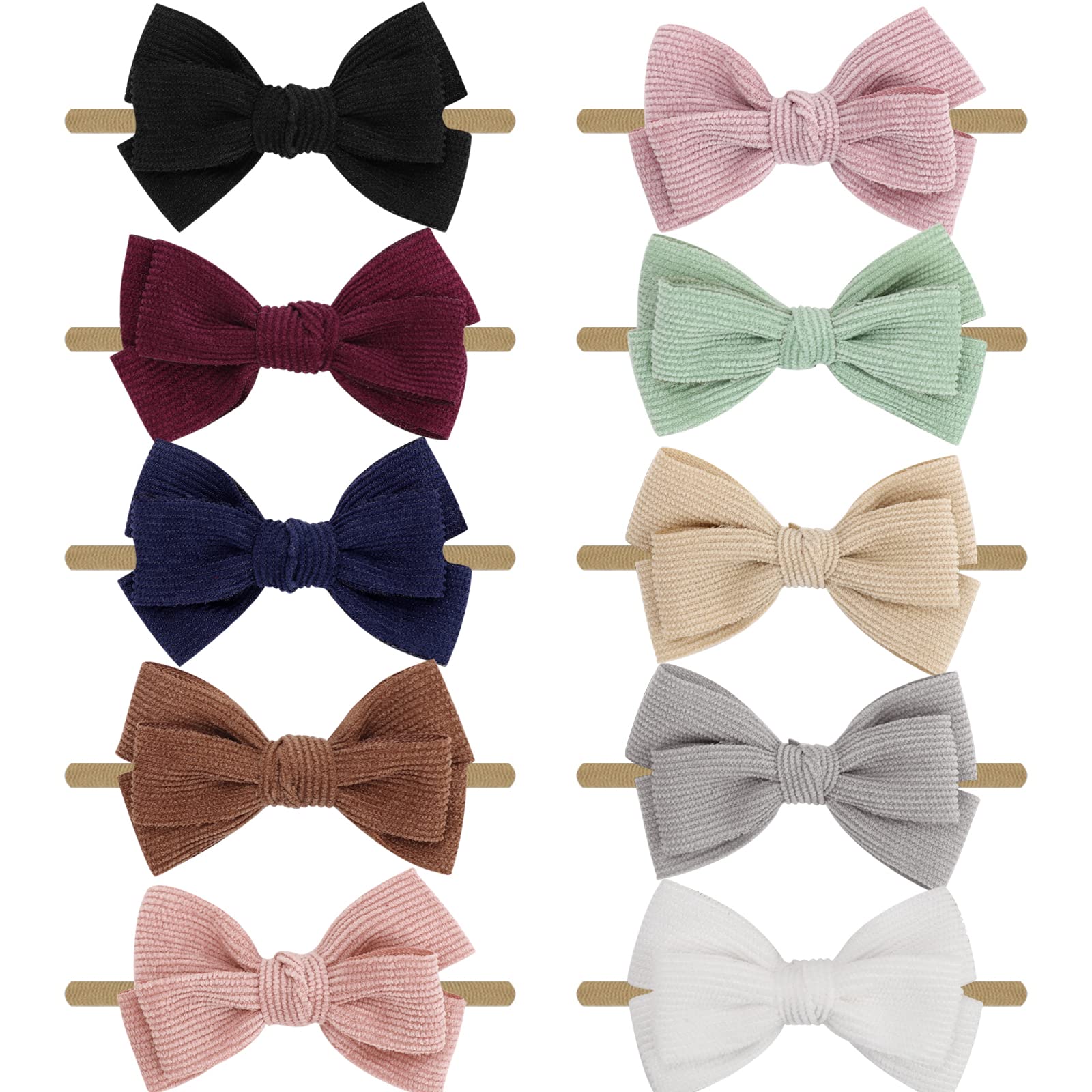 Dreshow Women's 10 Pack：bow Weave Baby Girl Headbands And Hair Bows Nylon Headbands 10 Pack Of Hair Accessories For Newborn Infant Toddlers Kids