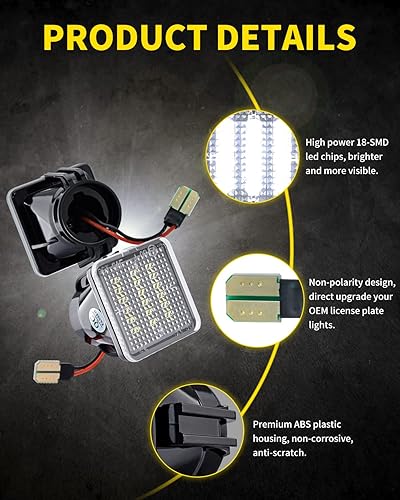 Miniatura 3 de Luces LED de matrícula, color blanco brillante, repuesto de montaje de lámpara compatible con Toyota 2016 2017 2018 2019 2020 2021 Tacoma y
