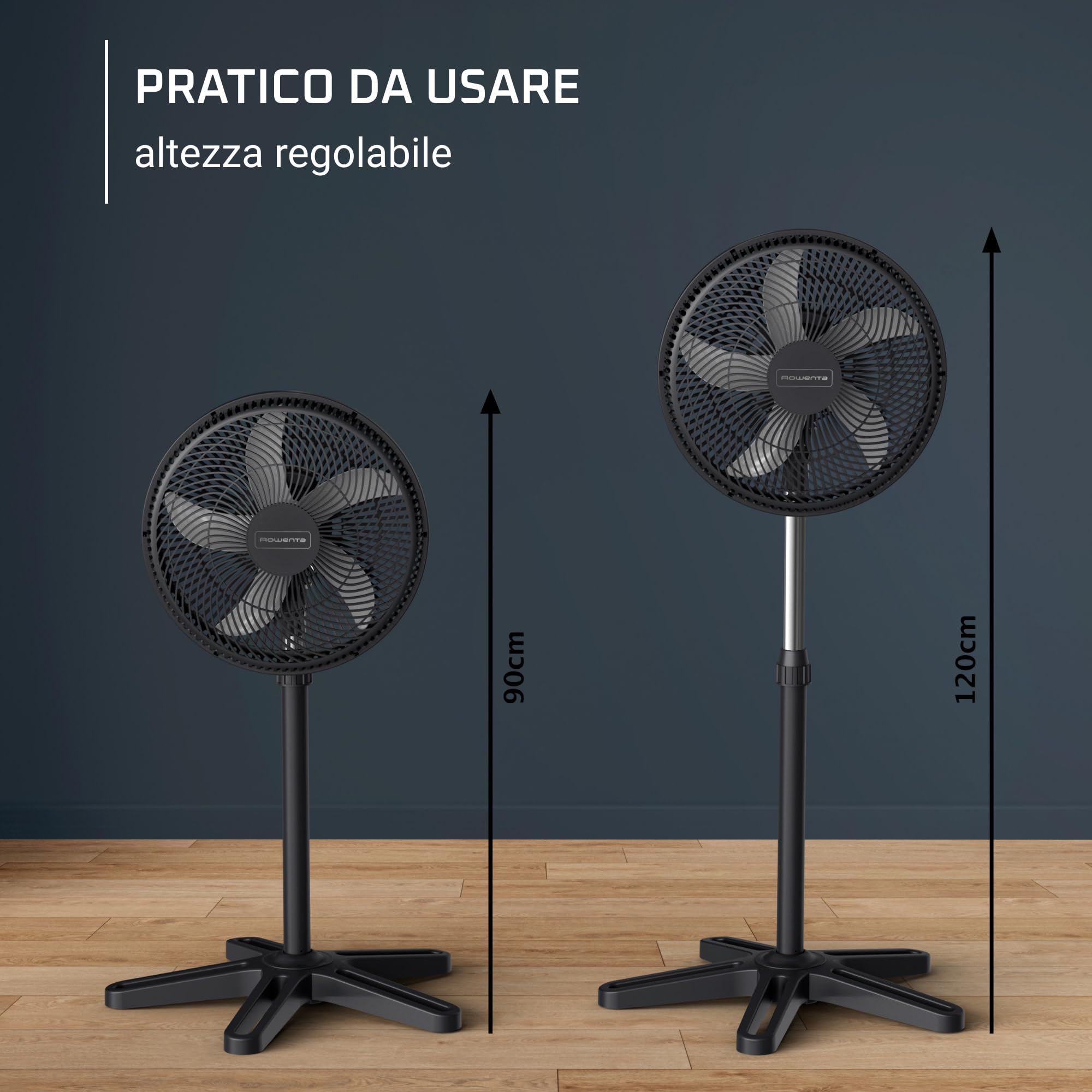 Rowenta Turbo Essential, Ventilatore a Piantana, Potente, Design Durevole, Elevata Efficienza Energetica, 3 Velocità, Silenzioso, VU3110