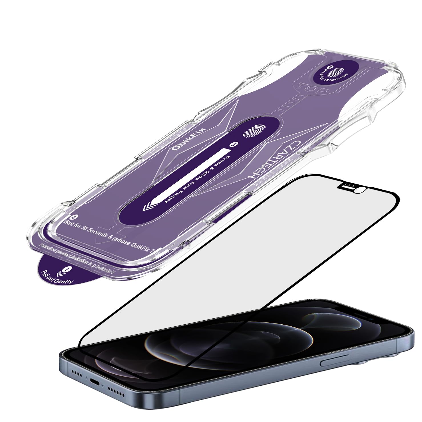 CZARTECH Auto-Align Tempered Glass for iPhone 12 Pro Max Edge to Edge Screen Guard Protector Full Coverage glass with QuikFix Application kit