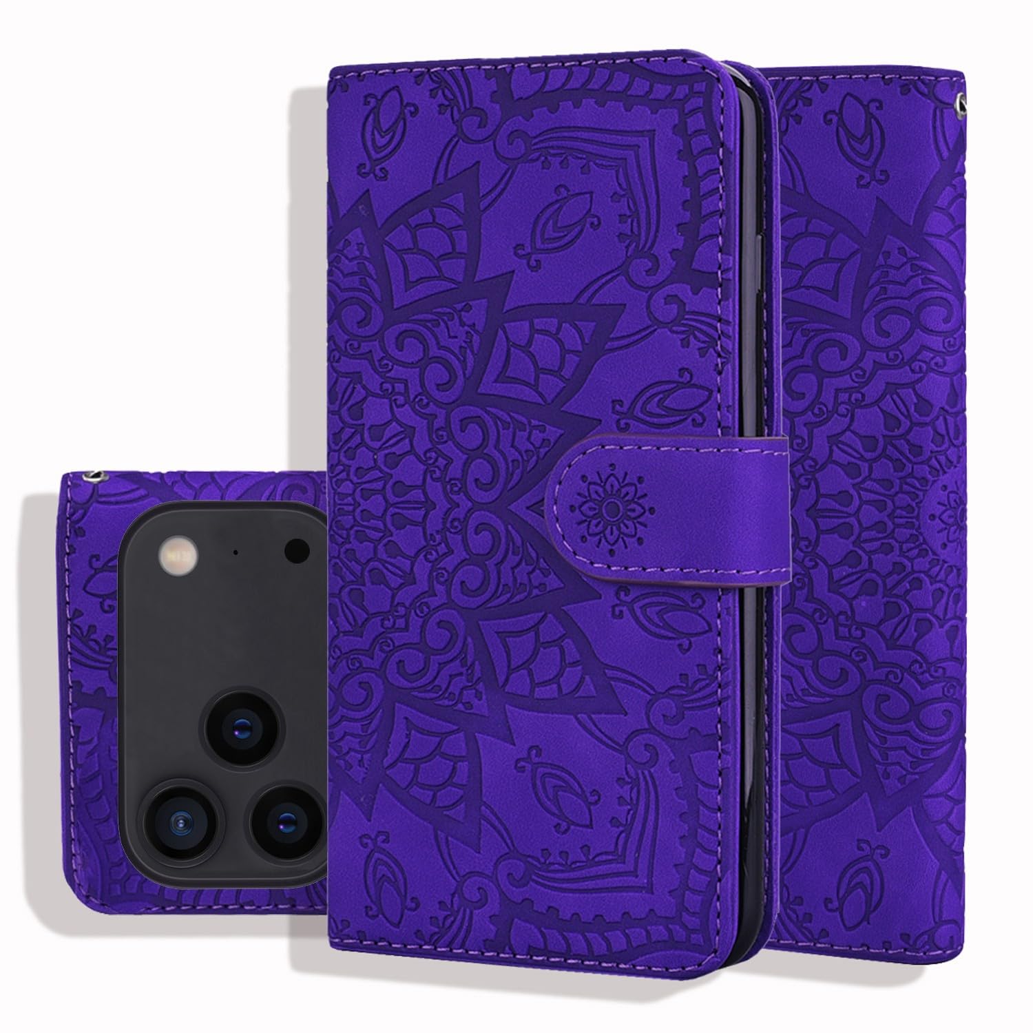 Protection iPhone X XS à rabat aimanté violet avec rangement carte bancaire - 7