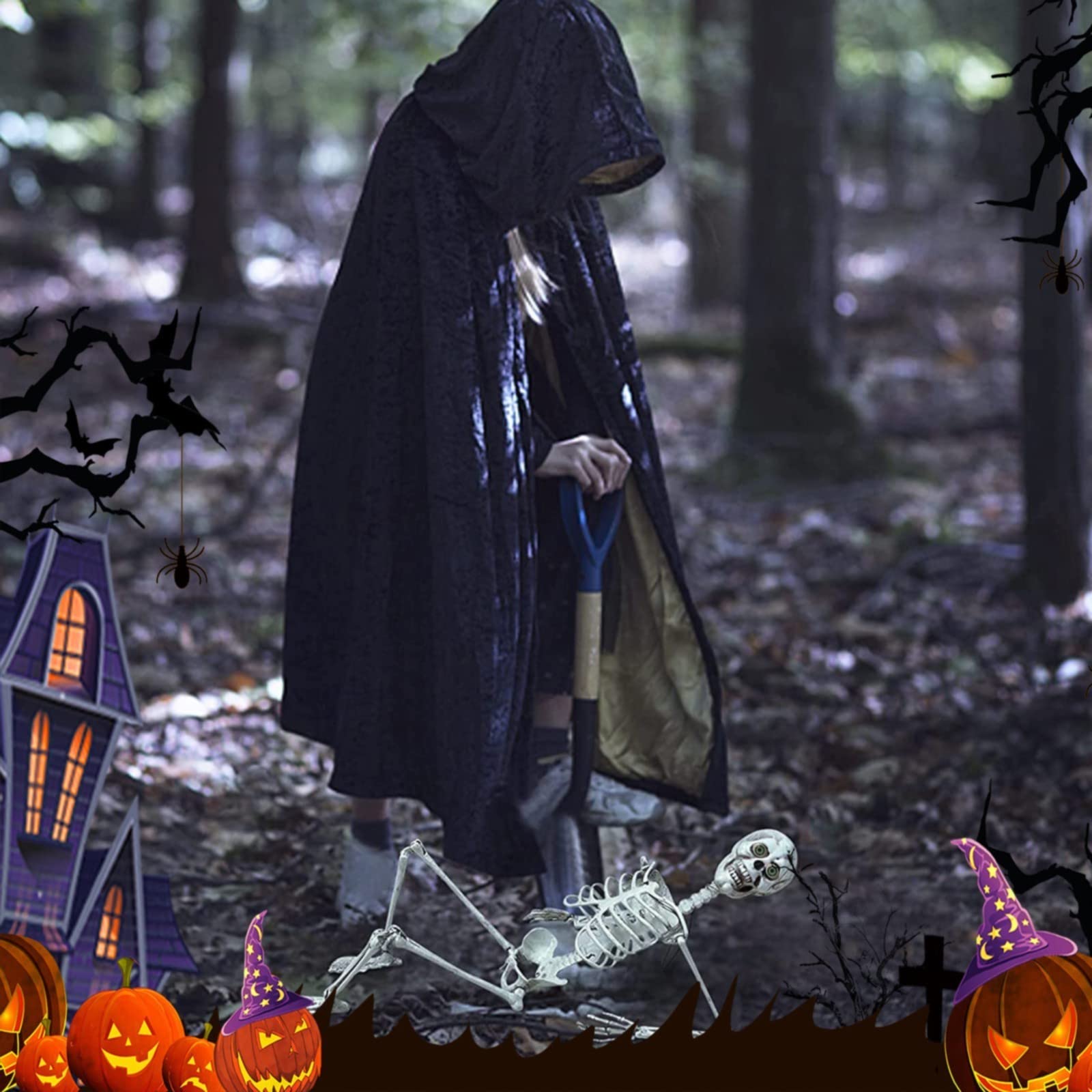 Accesorios de Halloween, tamaño real, cuerpo completo con articulaciones móviles, modelo de anatomía humana para decoraciones de fiestas al aire libre (C, talla única)