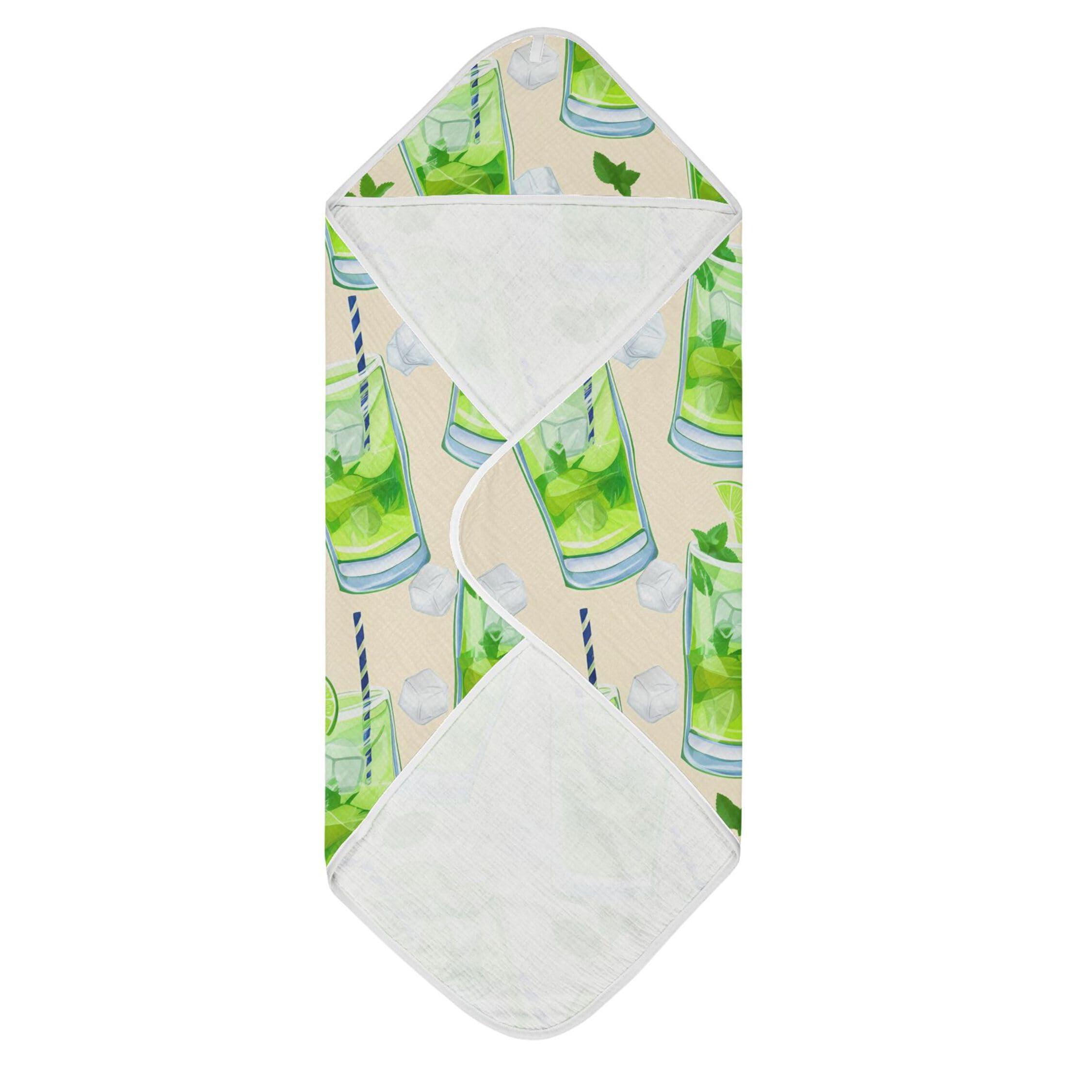 Kigai Baby Hooded Towel Absorbent Baby Bath Shower Towel with Hood for Newborn Boys Girls Babies Infant Toddler (Refreshing Mojito Drinks 35 x 35 in)