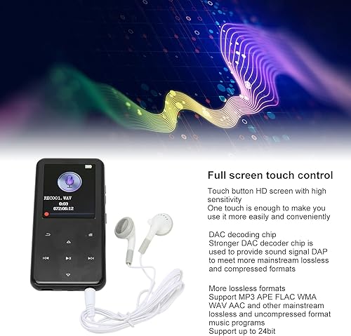 Miniatura 2 de Reproductor de MP3 con pantalla táctil Bluetooth 5.0, sonido de alta fidelidad, radio FM, almacenamiento de 4 GB, ampliable hasta 256 GB con chip