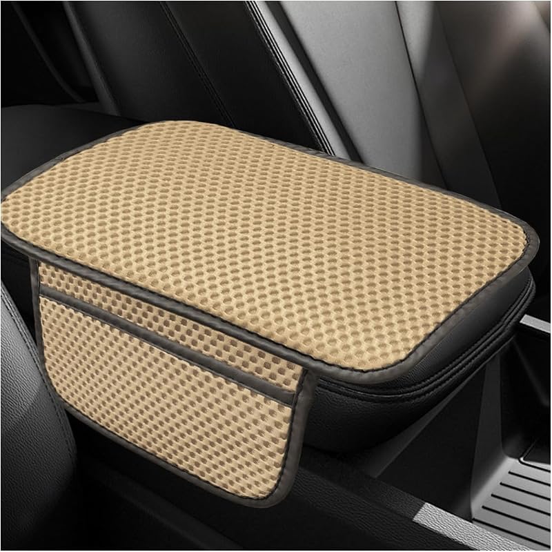 Capa para Console Central do Carro GAOLAOSY com Almofada de Apoio de Braço em Seda Gelada Bege – 1 unidade