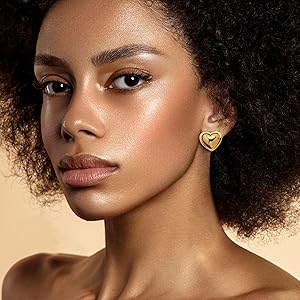 CUFELMU Gold Geometric Stud Earrings Chunky Statement Earrings for Women Irregular Crumpled Square Half-ball Triangle Heart Stud Earrings Jewelry Gifts