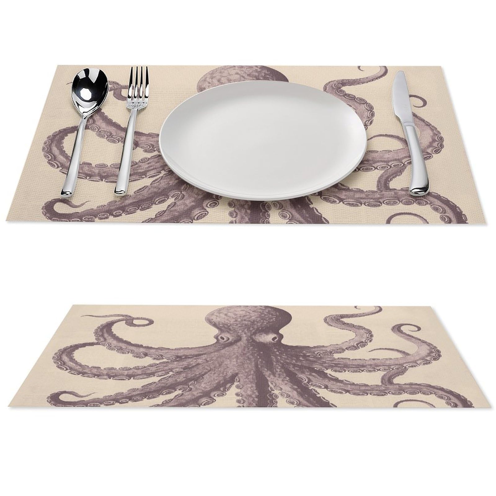 Sets de table vintage en PVC lavable et vinyle tissé durable