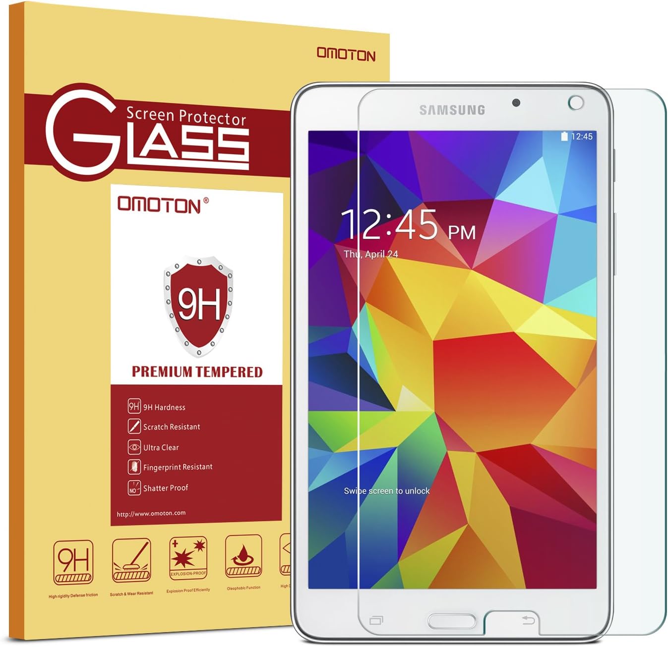 OMOTON Tempered Glass Screen Protector for Samsung Galaxy Tab 4 8.0,8-Inch, ONLY fits The SM-T330 Version,1-Pack