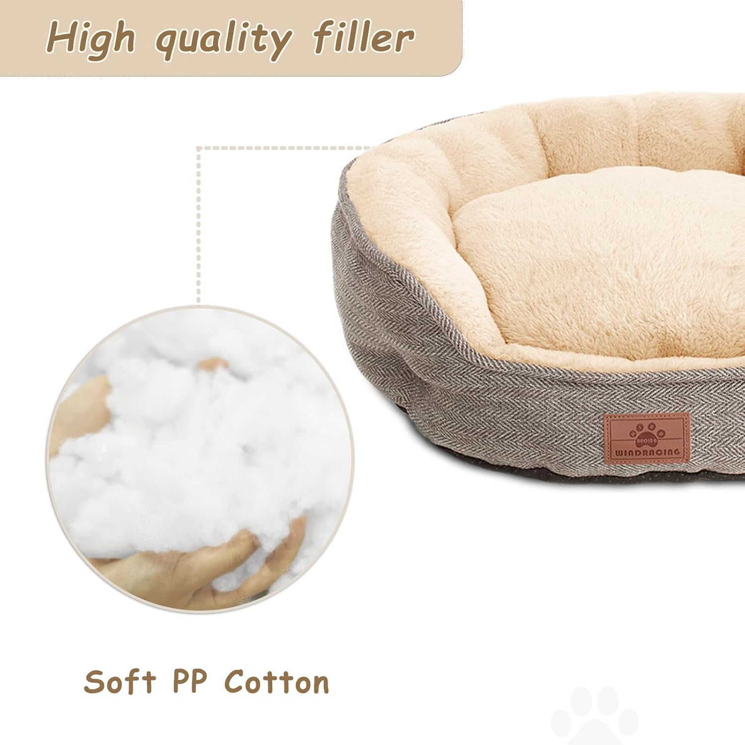 WINDRACING Cat Beds for Indoor Cats, Dog Bed for Small Dogs Breeds, Soft Kennel Bed, Comfy Durable Pet Sleeping Bed, Washable Roun Cat Bed & Non-Slip Bottom, Size 21" L x 18" W x 7" Th