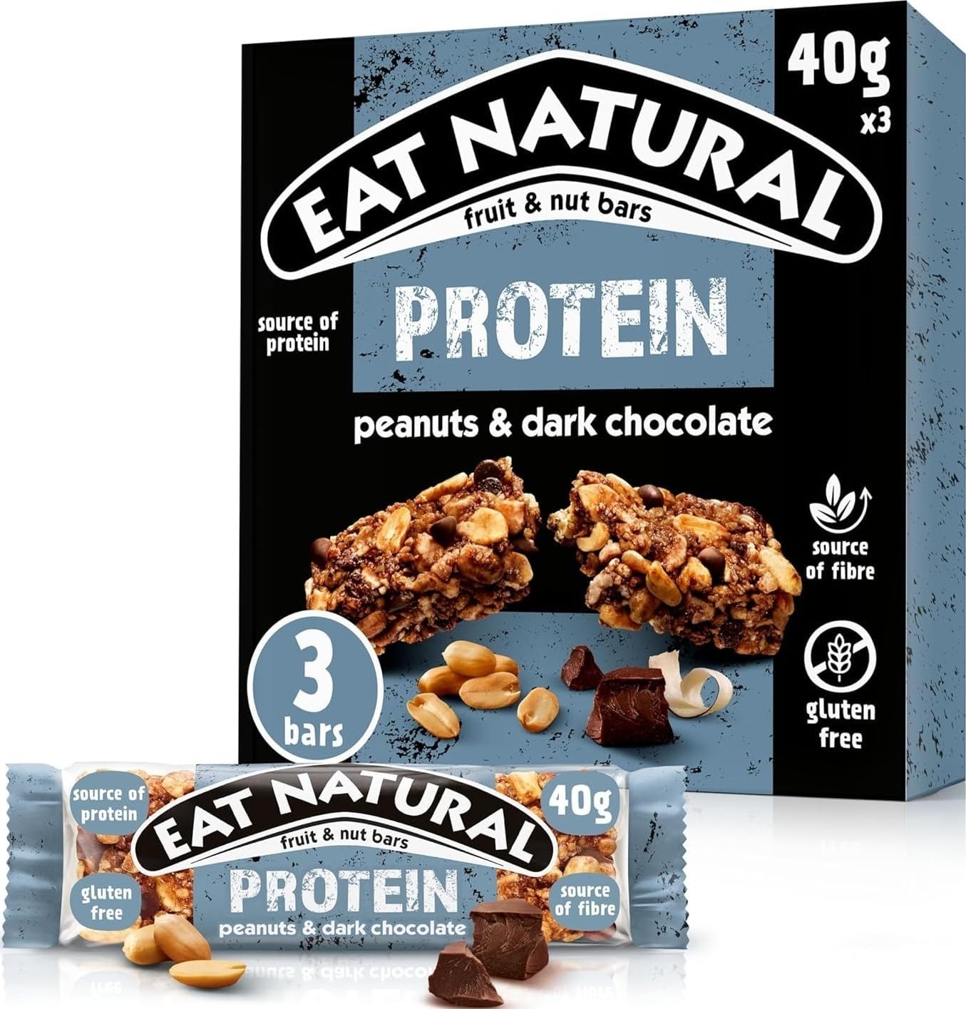 Eat Natural Protein Peanuts & Dark Chocolate Fruit & Nut Bars 3 X 40G