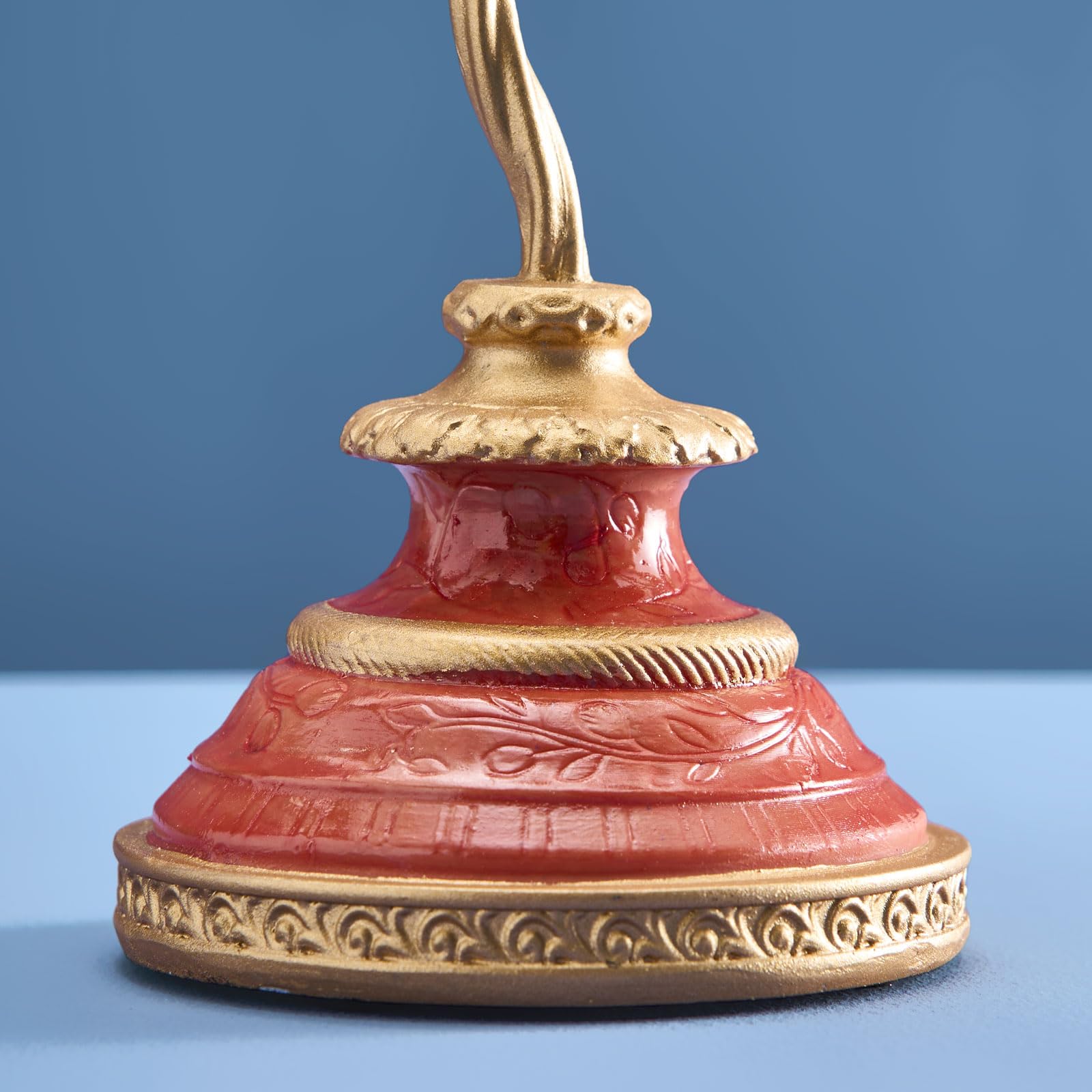 Design Kerzenleuchter Papagei, rot-Gold, handbemalt, Kerzenhalter mit tropischen Vögeln, 9x16x33cm