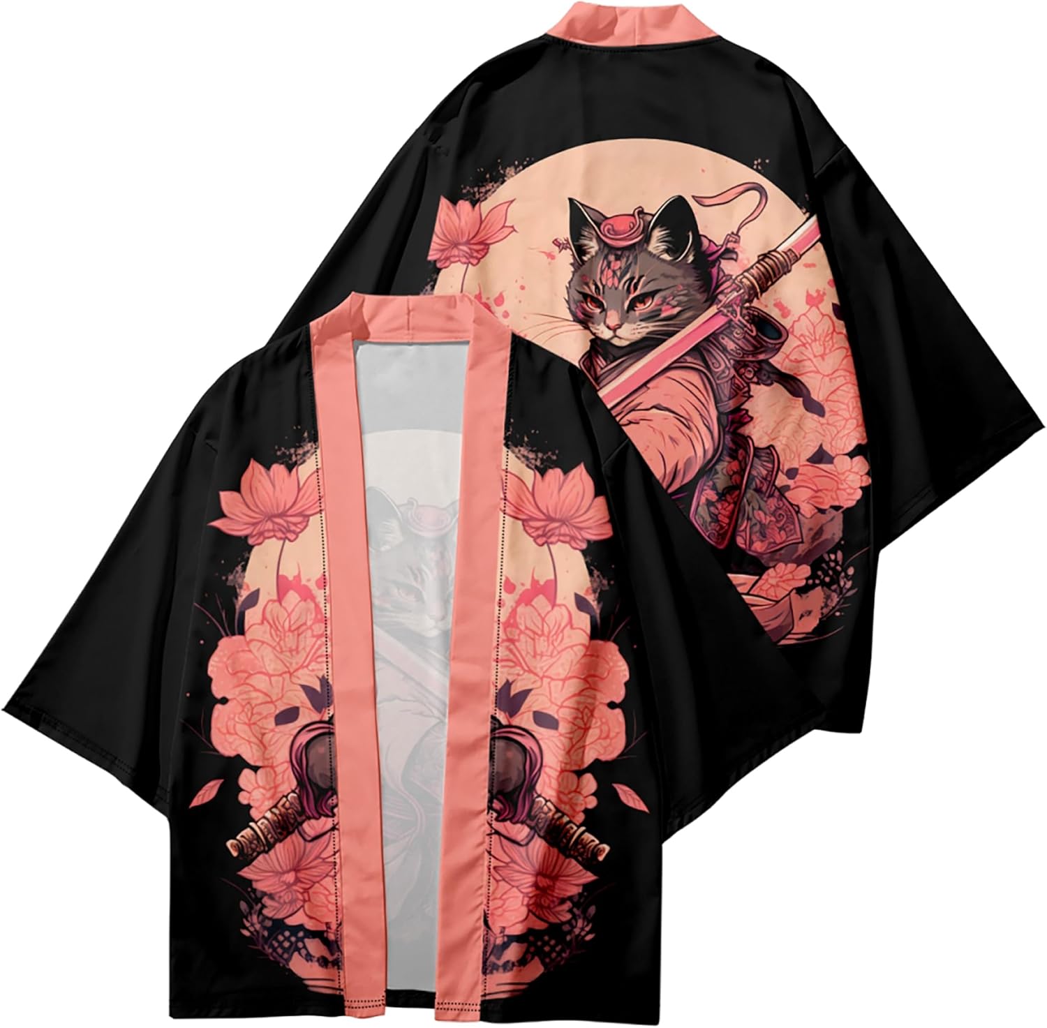 LAI MENG FIVE CATS Women's Funny Cute Cat Cardigan Lightweight Kimono Loose Cover up Blouse Tops - Image 6