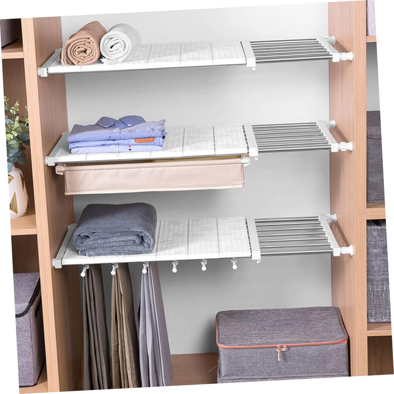 Alipis 1pc Expandable Closet Rack Multi-function Clothing Dividers for Efficient Home Organization Fits Wardrobes Wide Easy Installation White
