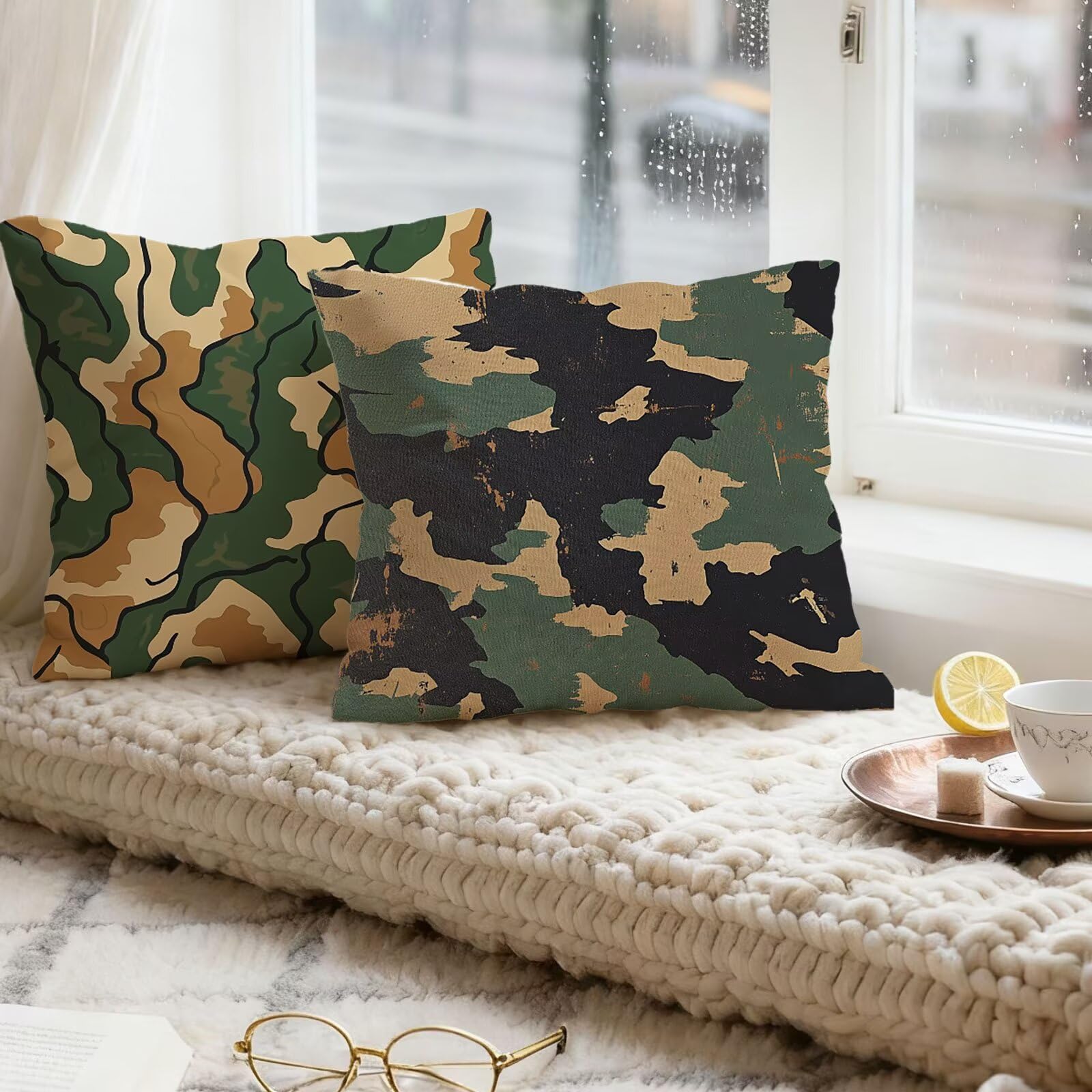 Verde Federe Cuscini Divan 60x60 Beige Federe Cuscino Letto Super Morbido Copricuscino Letto Set di 4 Cuscini Divano Decorazioni Autunnali Copricuscini Arredamento Casa, per Sedia Giardino E - 579