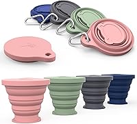 Vista 1 de IYYI Taza plegable para viajar, taza plegable de silicona, taza de camping con tapa, taza plegable para camping, senderismo, al aire libre, viajes