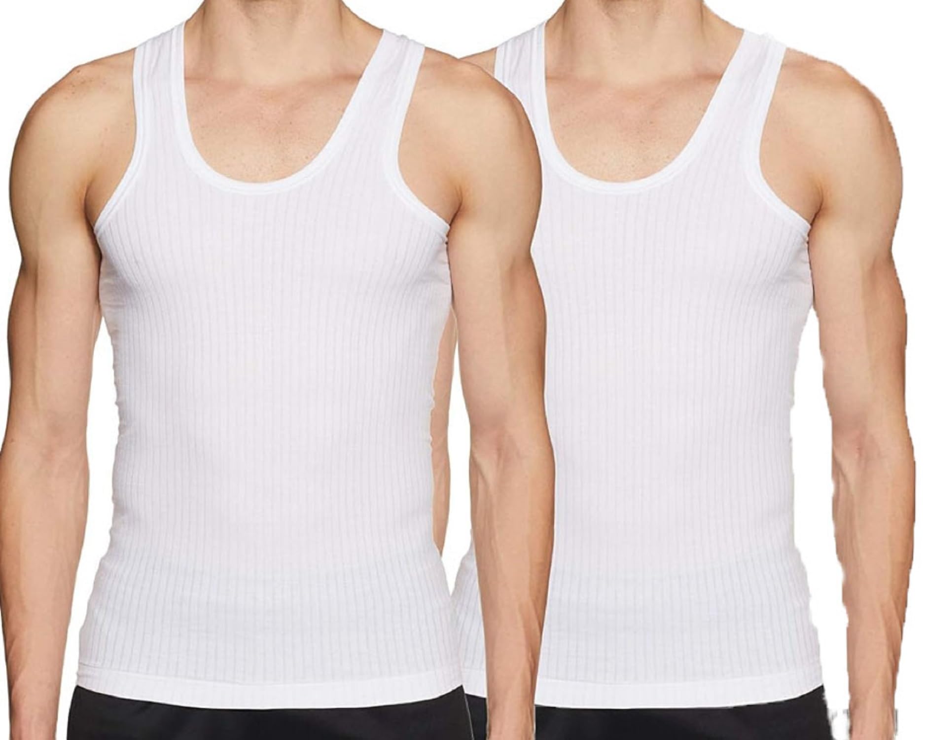 favorito Men's White Ribbed Tank Top Vest, Liner Vest Athletic Sleeveless Undershirt, Baniyan Pack of 2-picture-46