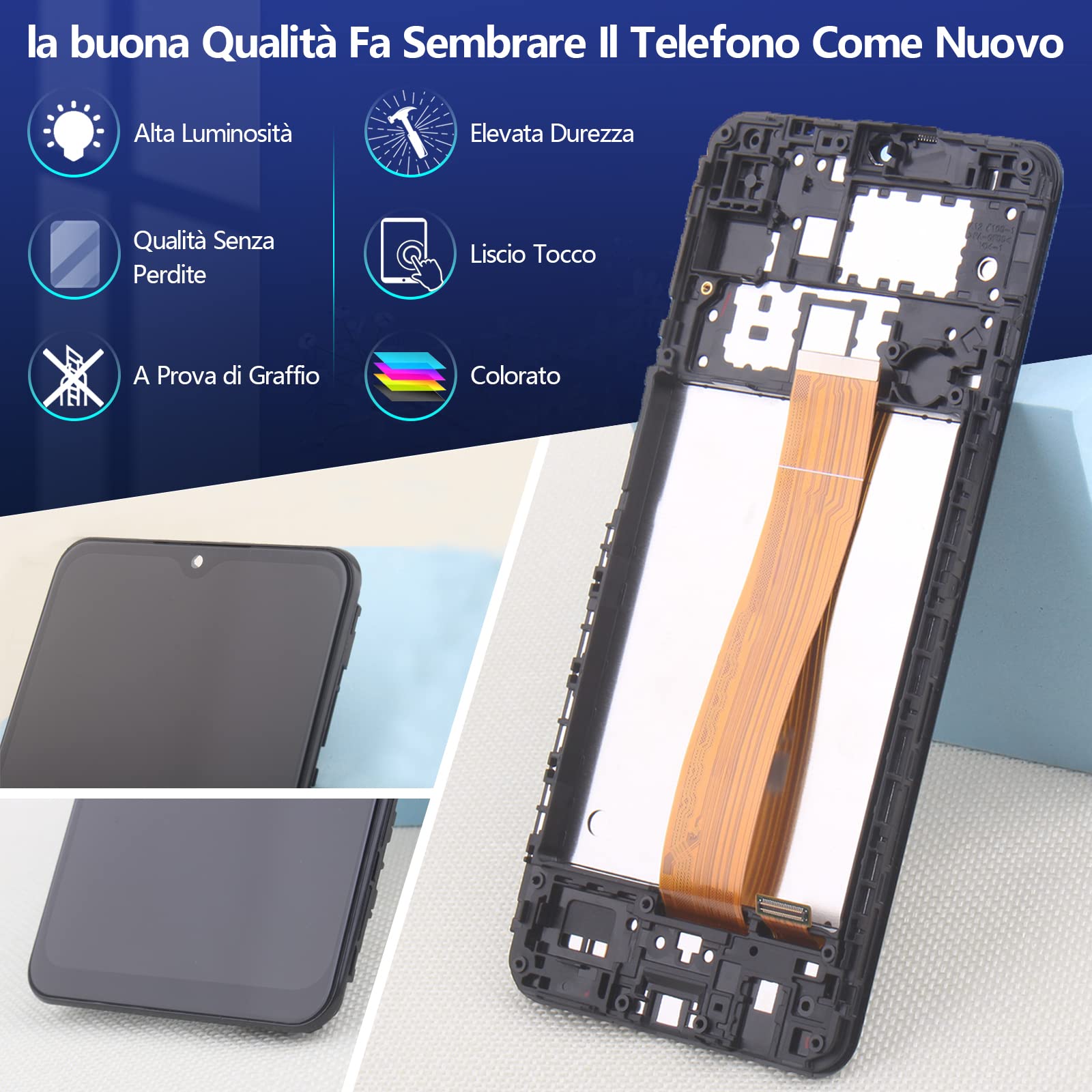 RongZy Schermo LCD Display per Samsung Galaxy A12 A125F Touch Screen Assemblea Sostituzione Schermo di Vetro Digitalizzatore con Cornice Strumenti(Nero)