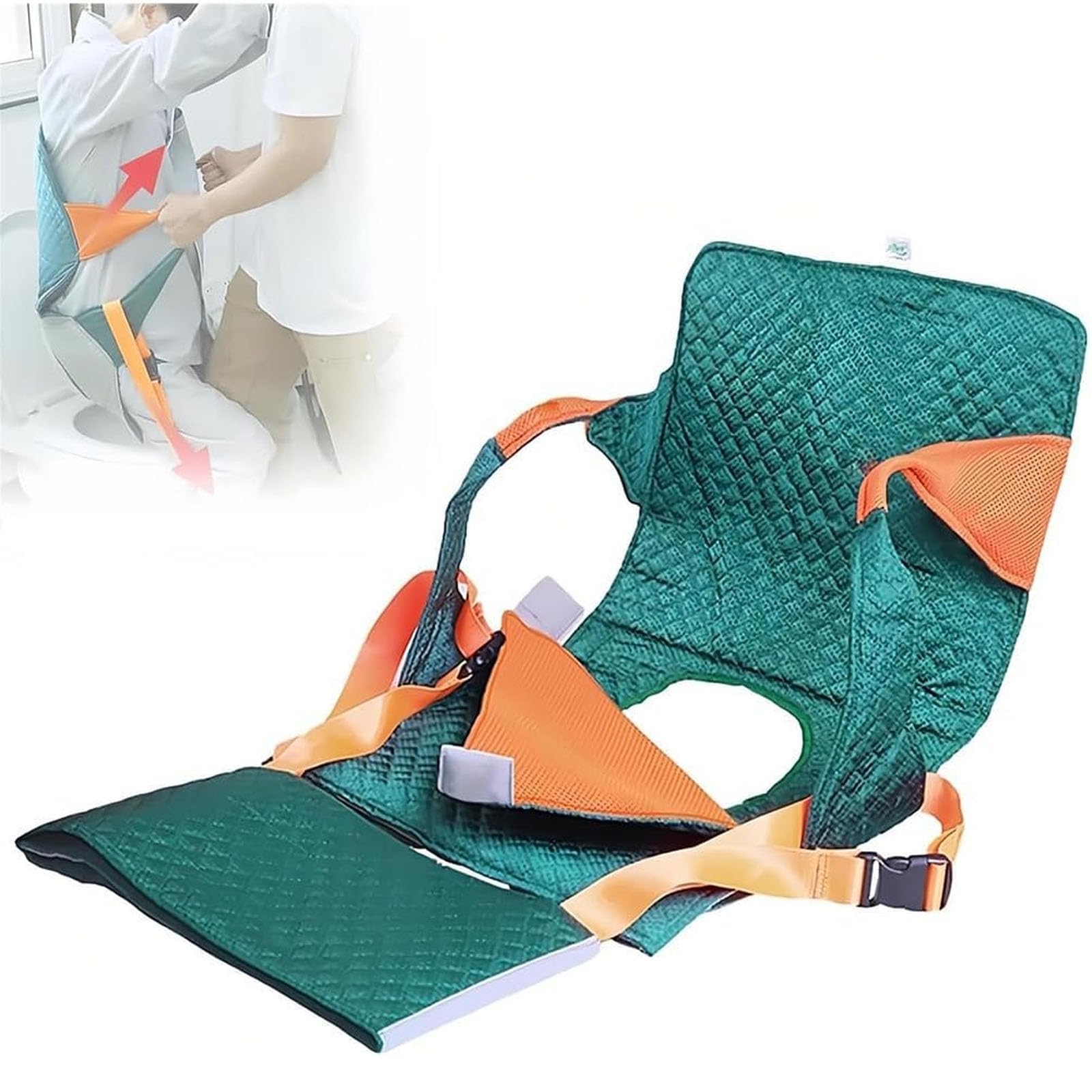 Manta Para Traslado De Pacientes, Dispositivo De Giro Para Personas Mayores En Cama Con Cinturón De Seguridad, Orificio Para Inodoro Y Cojín Extraíble, Almohadillas Ajustables Para Las Piernas Para Pa