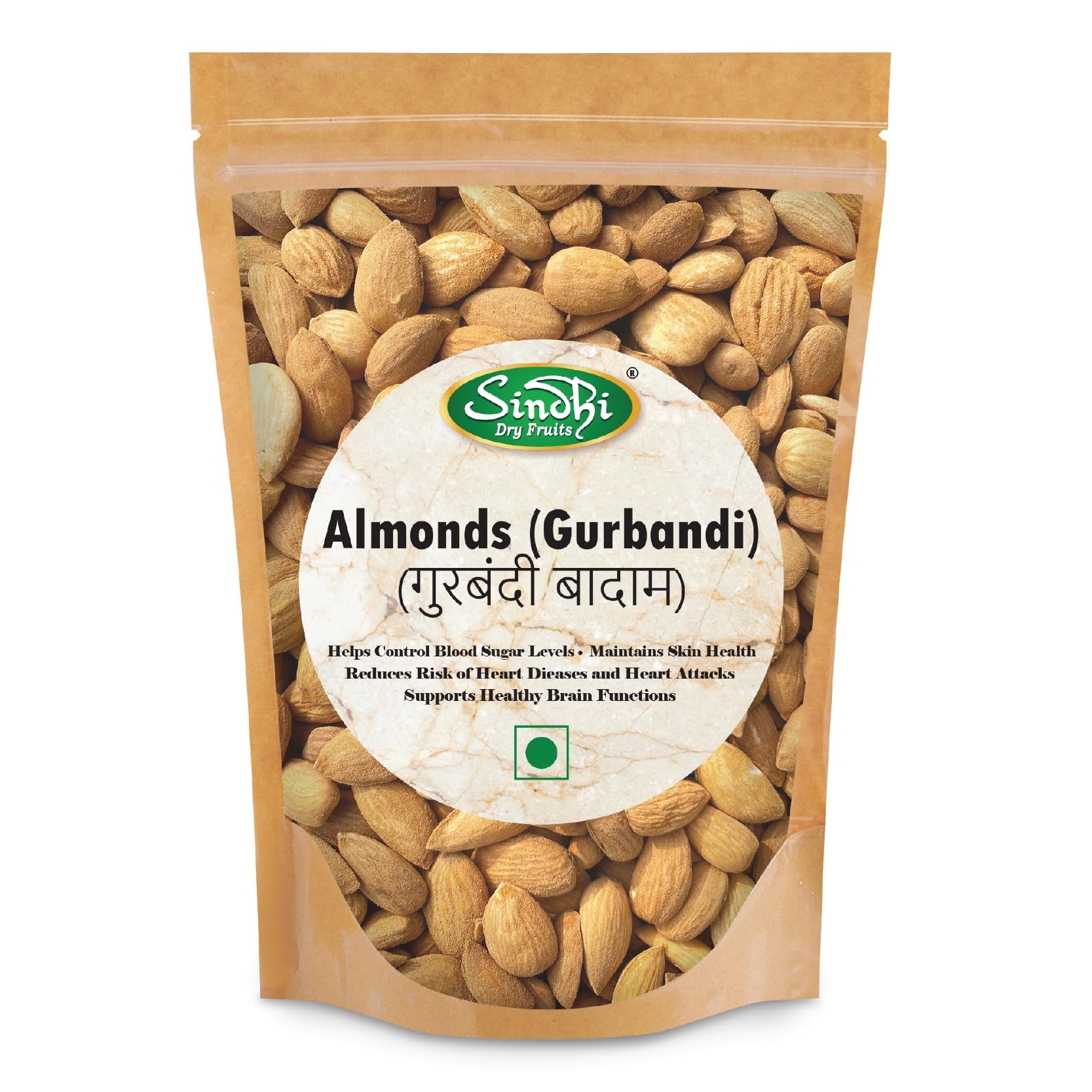 Sindhi Dry Fruits Desi Badam, Gurbandi Badam From Afghanistan, Good For Adults, May Contain Some Bitter Kernels by Crop, 1 Kilograms