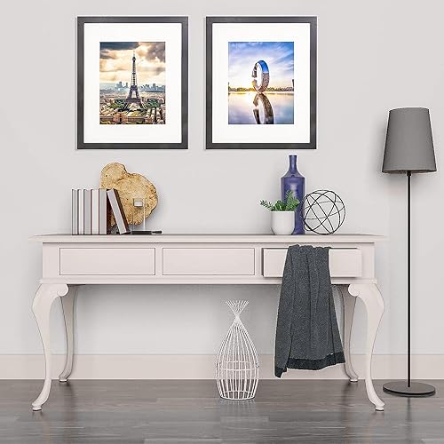 Miniatura 5 de The Display Guys - Juego de marcos minimalistas de madera negra, vidrio templado, 16 x 20 pulgadas, mate a 11 x 14 pulgadas, para colgar en la