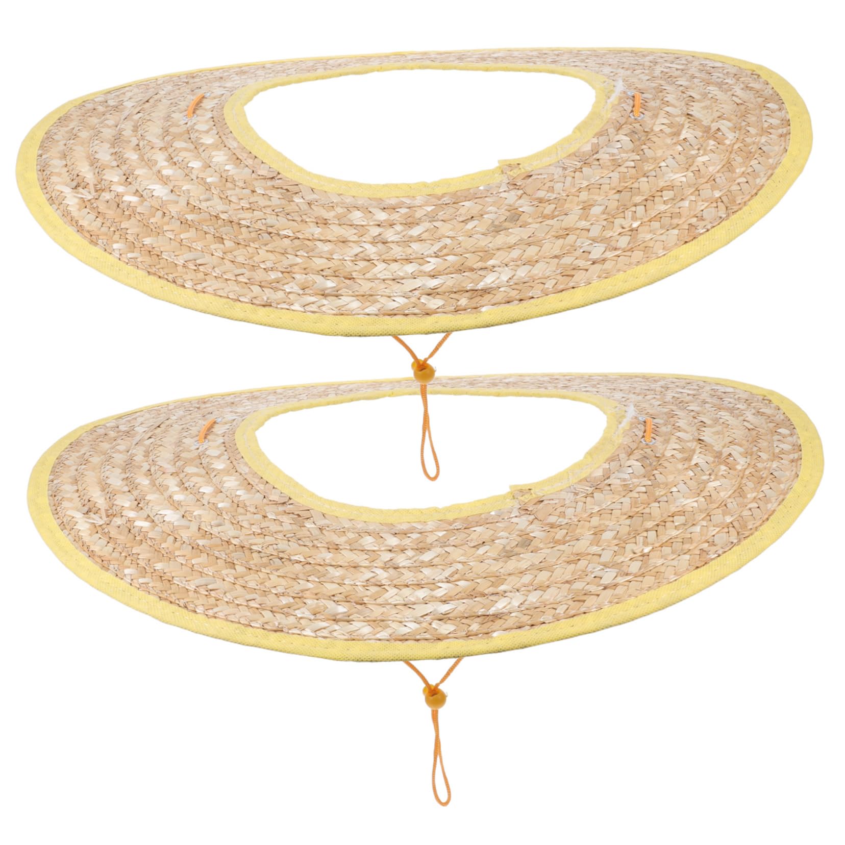 Strohhelm Sonnenschutz für Bauhelme mit Breiter Krempe 2 Stück | Weizenstroh, Leichtes Design, für Outdoor Aktivitäten und Baustelle, Zufällige Bandfarbe Zufällige Farbe