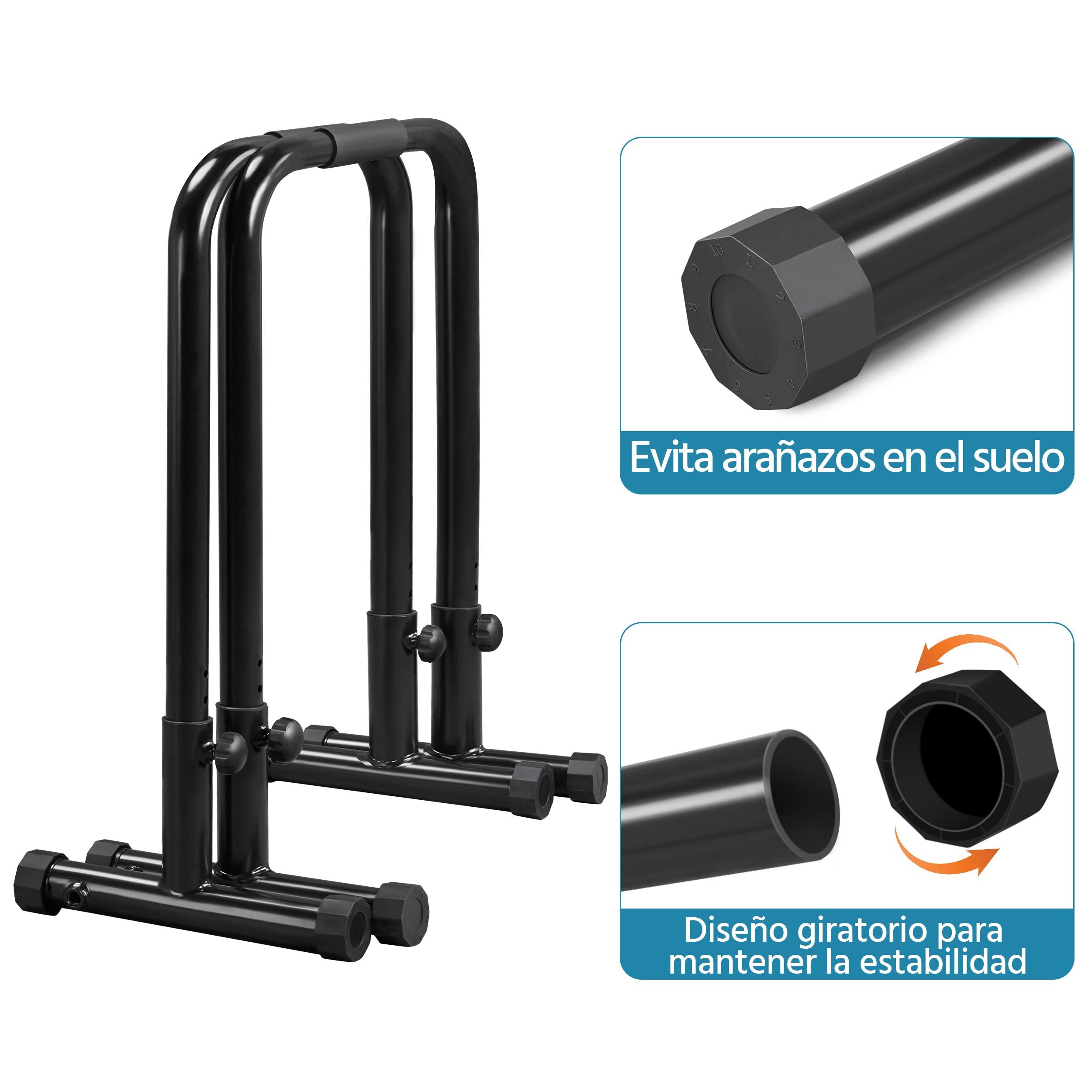 Yaheetech Barras Paralelas Paralelas Calistenia en Casa Max Capacidad de Carga 227 KG Barra Dominadas Suelo Dip Bar Fitness Push Up Bar para Gimnasio Altura y Ancho Ajustables 79-90cm