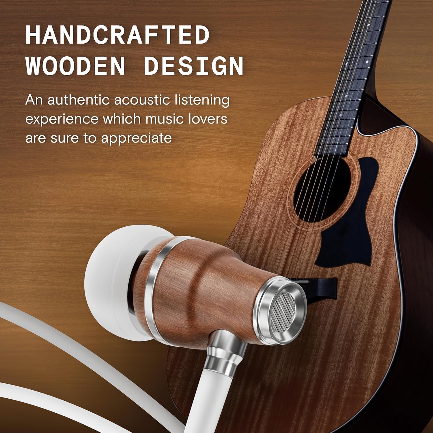 Symphonized Auricolari cablati in legno di alta qualità per iPhone (certificato Apple MFI), suono profondo, suono 3D, microfono e controllo del volume, cuffie con cancellazione del rumore al 90% con