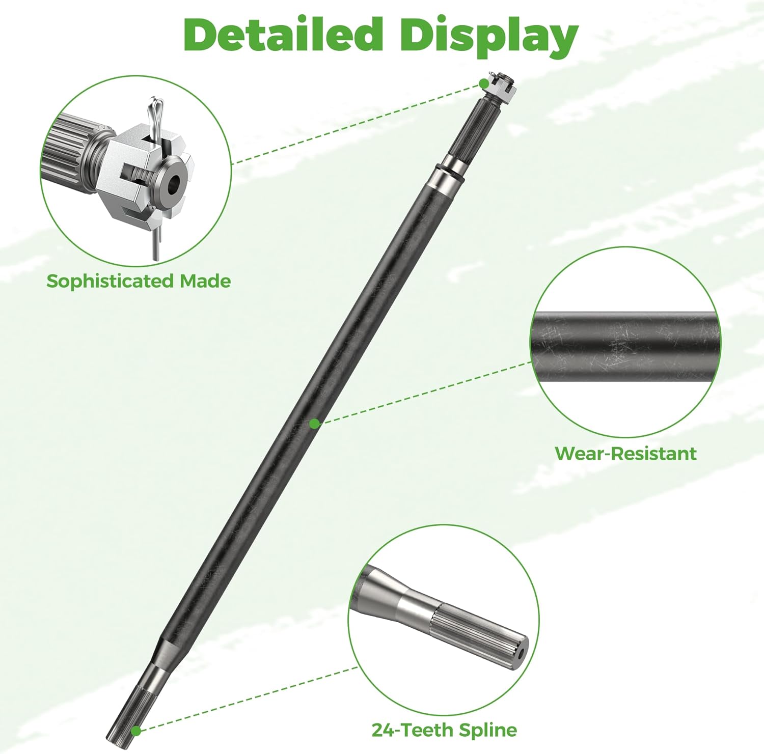 10L0L Golf Cart Driver Side Rear Spline Axle Shaft for EZGO RXV Electric 2008-Up, Replace OEM 620337 614208, 24.5' Long