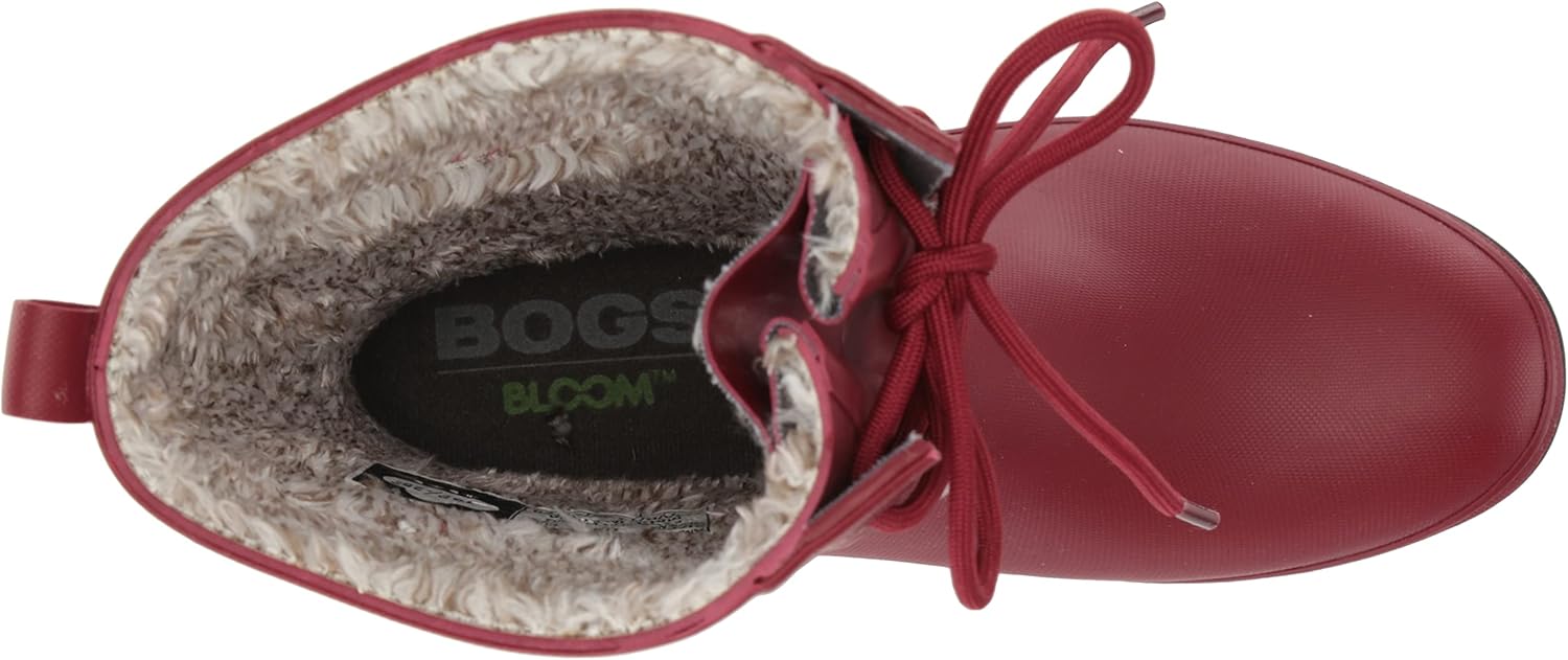 BOGS Womens Amanda Plush II Lace Boot Rain, Cranberry, 6 - Image 5