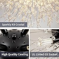 Vista 4 de TANLUX Lámpara de techo negra de montaje empotrado con fuegos artificiales, modernas luces de techo Sputnik de cristal, 6 luces cerca del techo