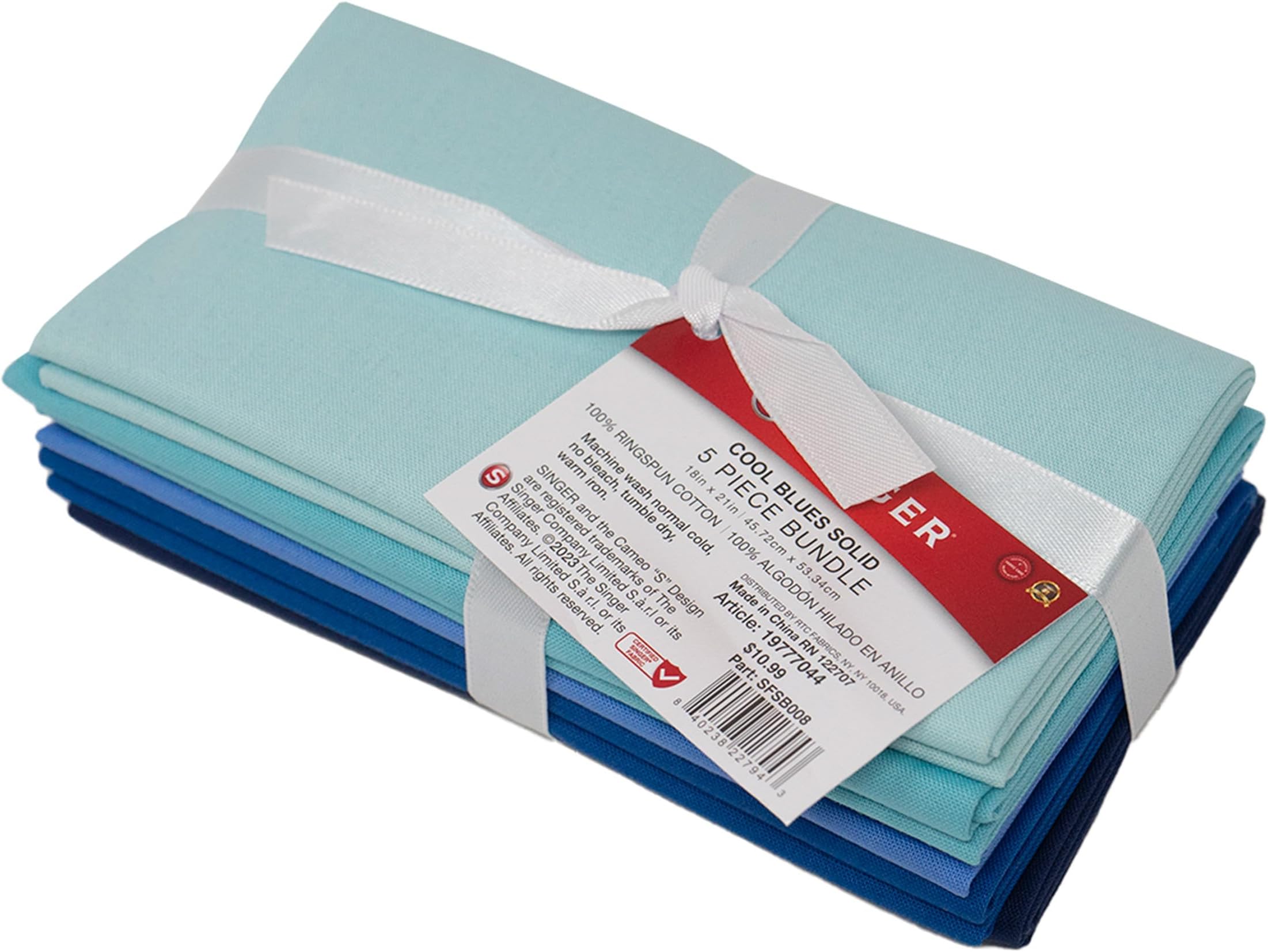 Fabric, 100% Cotton, Cool Blues Solid 5Pc Bundle