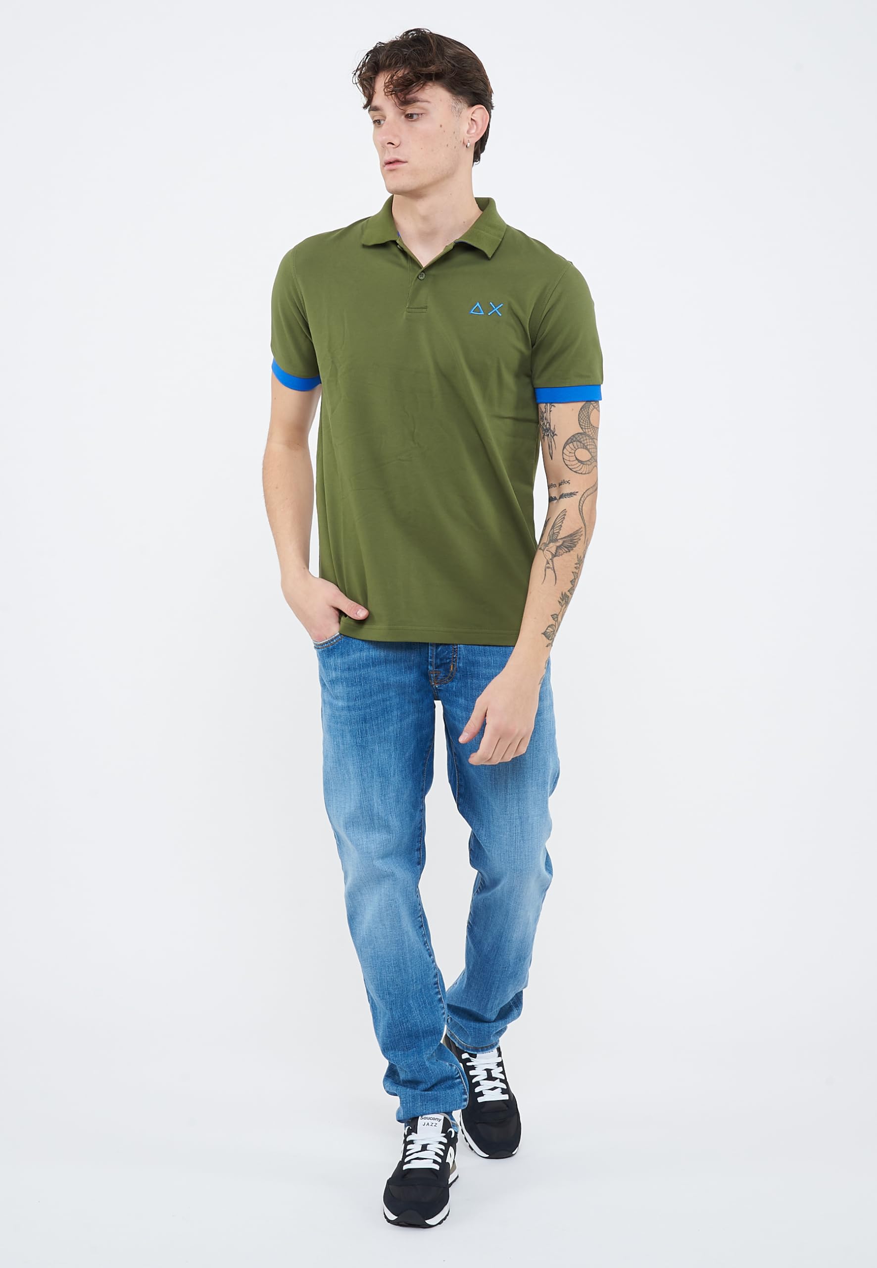 SUN68 Polo con Maxi Logo in Cotone