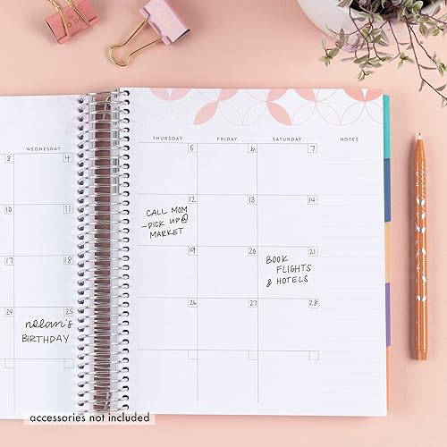 Miniatura 3 de Planificador de vida encuadernado en espiral de 12 meses sin fecha de 7 x 9 pulgadas, cubierta de círculos de mediados de siglo + páginas interiores