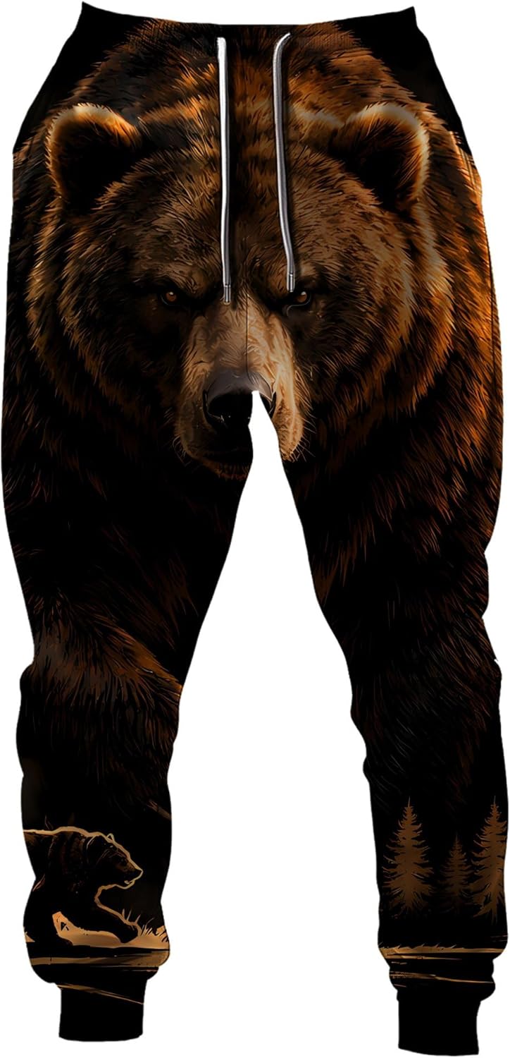 Fashiononly Grizzly Bear Hunting Deer Graphic Pullover Hoodie Men Women Unisex Wild Forest Gift