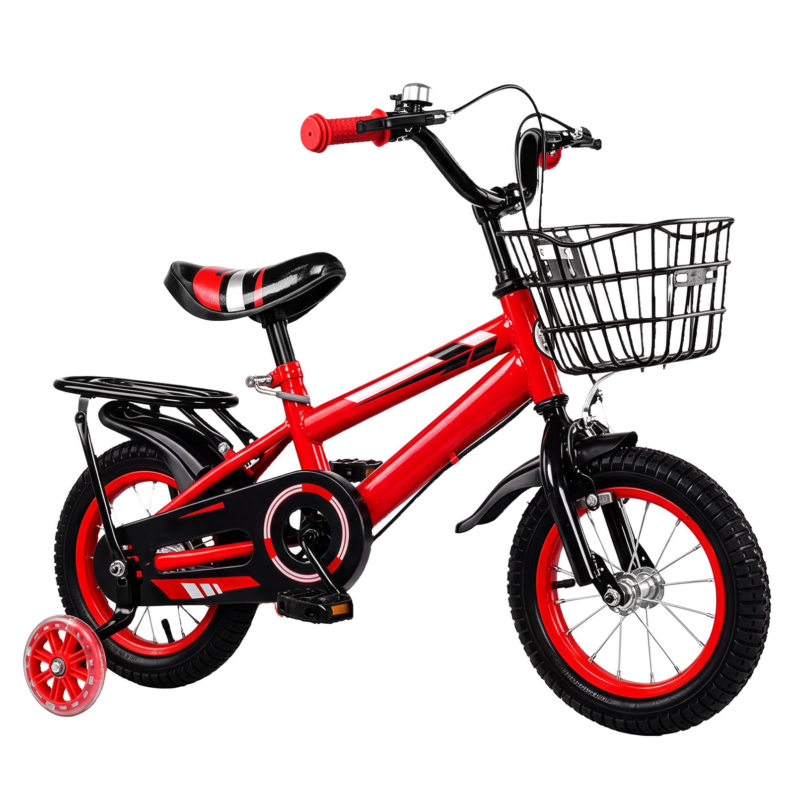 ITEFDTUTNE Kinderfahrrad ab 3 Jahre, 14 Zoll Kinderfahrrad mit Stützrädern und Schutzbleche, Höhenverstellbar 43-49cm für Jungen Mädchen, Ideal für Anfänger zum Fahrradtraining