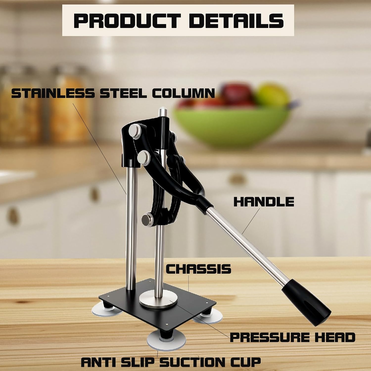 Stainless Steel Manual Lemon Juicer, Manual Citrus & Nut Press for Orange Pomegranate Almond ，Rustproof Squeezer